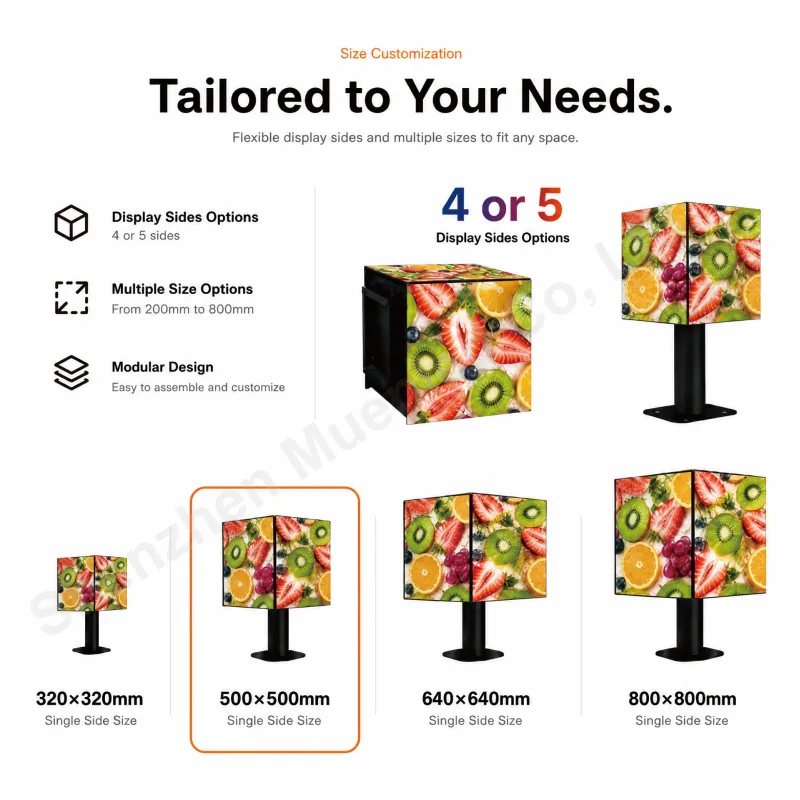 P2.976 Indoor Led Cube Display 500x500mm 5 Side Digital Sign Advertising Panel Video Wall Magic Cube Display - 图片 2