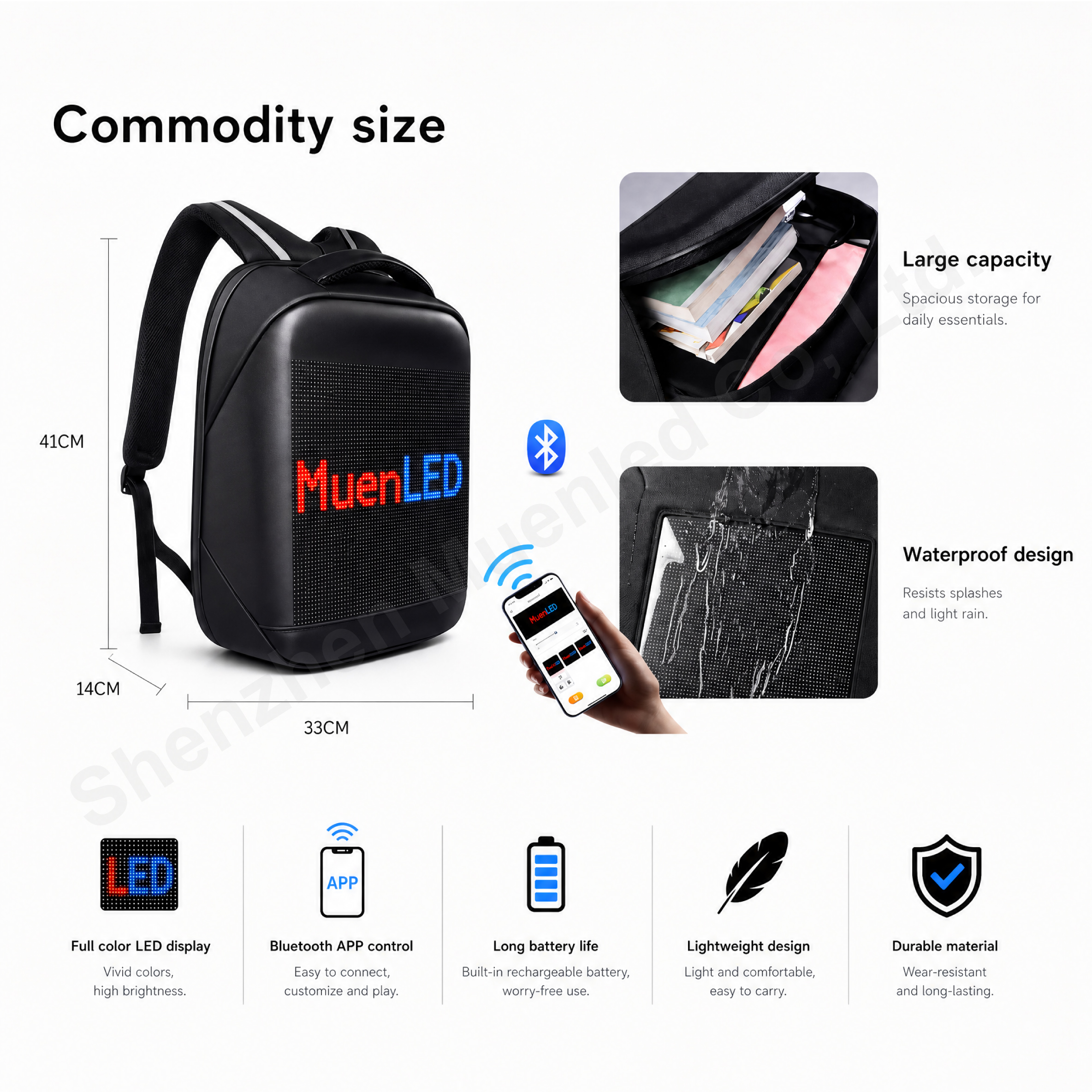 LED Backpack 64x64 T3 Display Waterproof Digital Screen Smart Advertising - 图片 2
