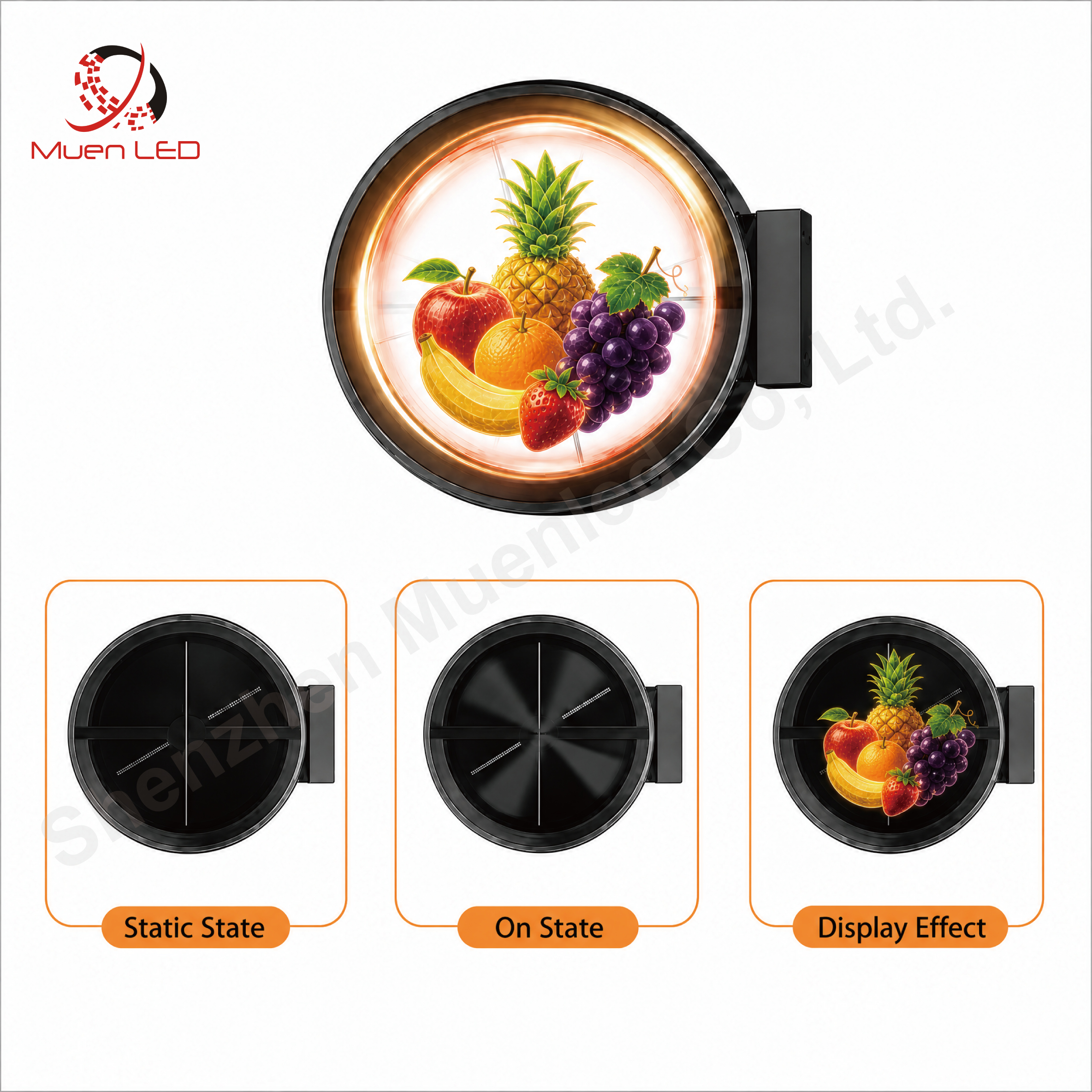 50cm 3d Hologram Fan Light Box Round Double Sided Led Sign Board - 图片 2