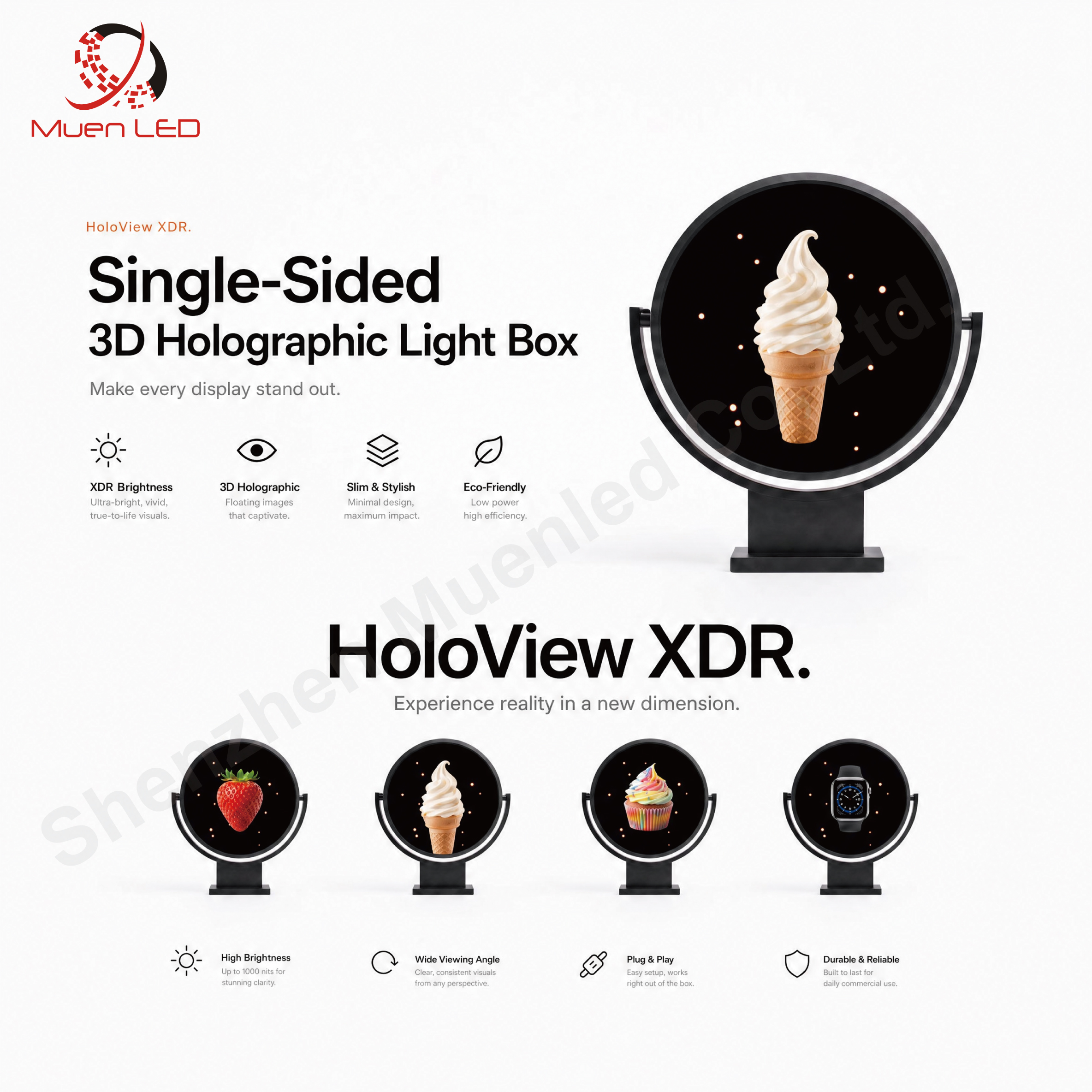 60cm Light Box Display Single Sided 3d Holographic Fan Light Box for Advertising Light Boxes - 图片 2
