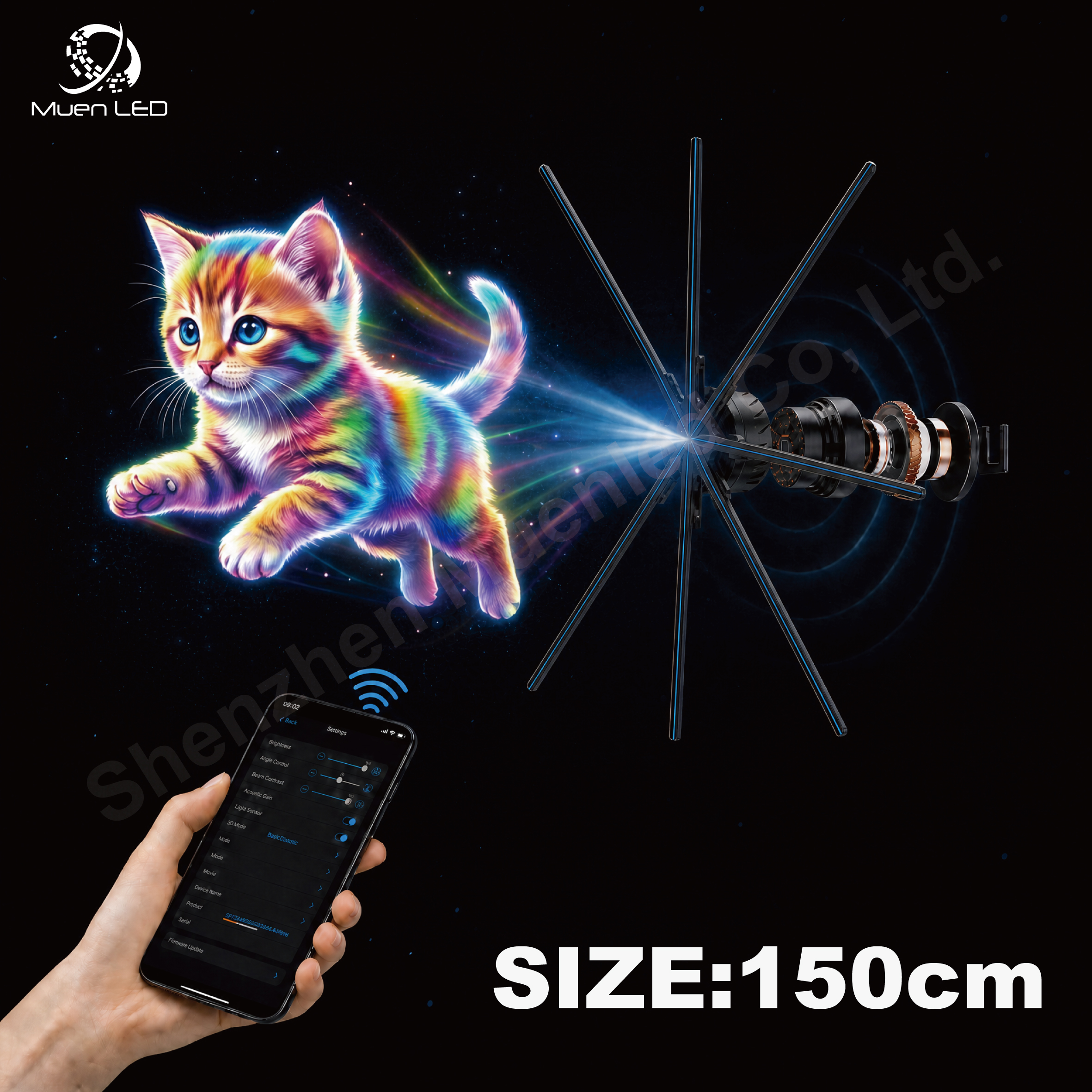 150cm 3D Led 3d Hologram Fan 8 Blades Equipment with High Resolution 2048x2880 Commercial Advertising Display