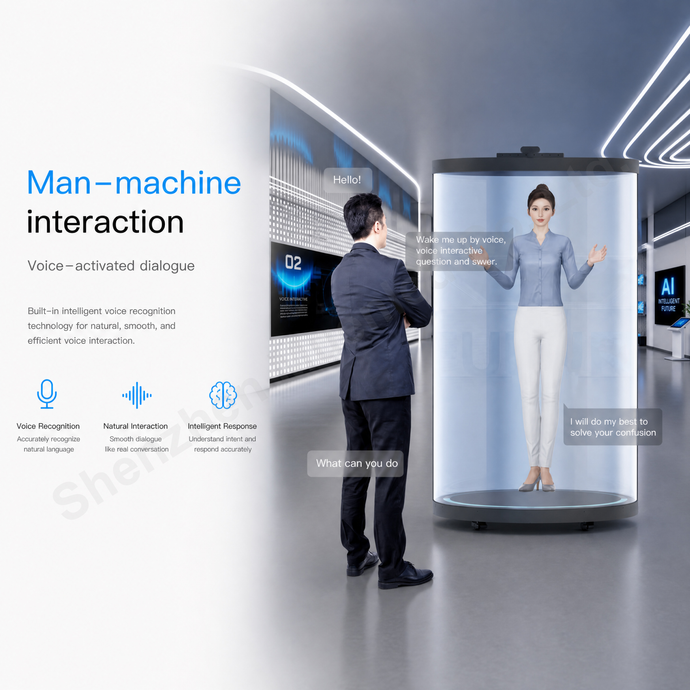 21.5Inch Indoor 3D Cylindrical Holographic LED Advertising Screen Transparent Display - 图片 3
