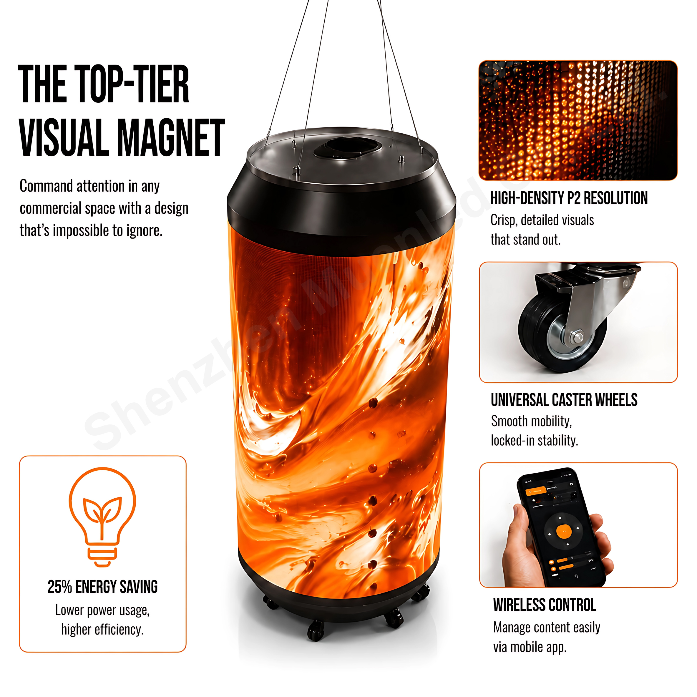 YLG2-GOB Indoor LED Can Display Full Color Soda Can Led Display D713xH1750mm for Advertising Display - 图片 3