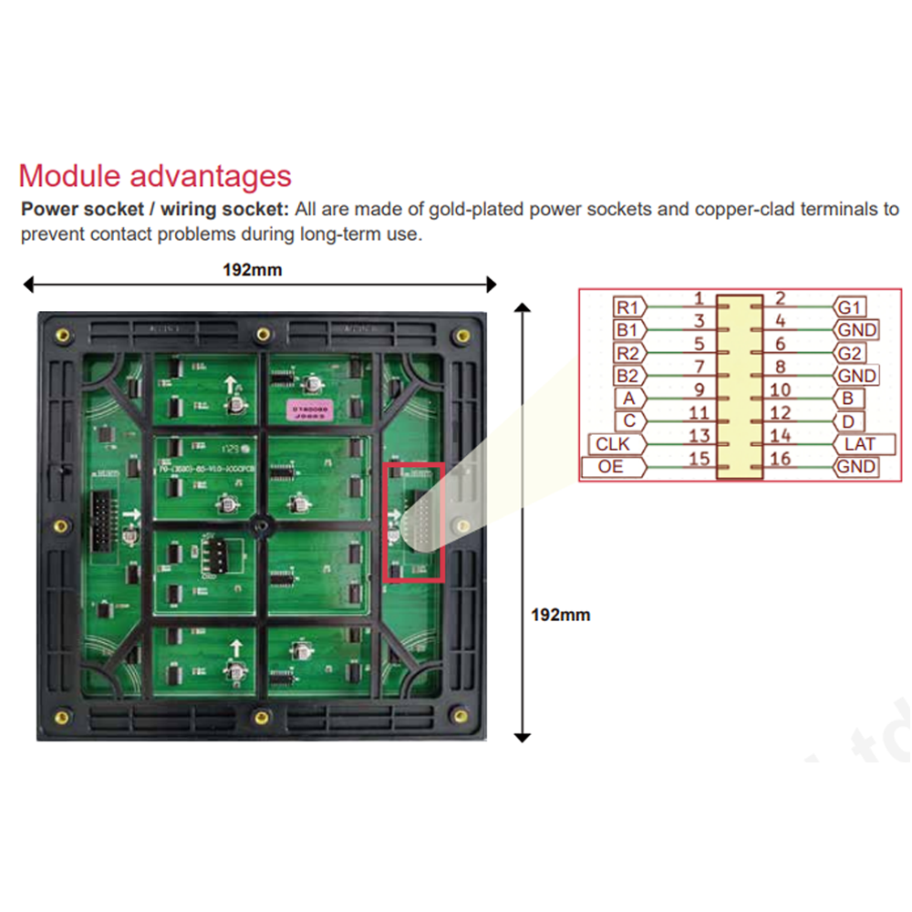 P6 Outdoor Module Video Wall Full Color Led Module 192x192mm 5000cd for Outside Use - 图片 3