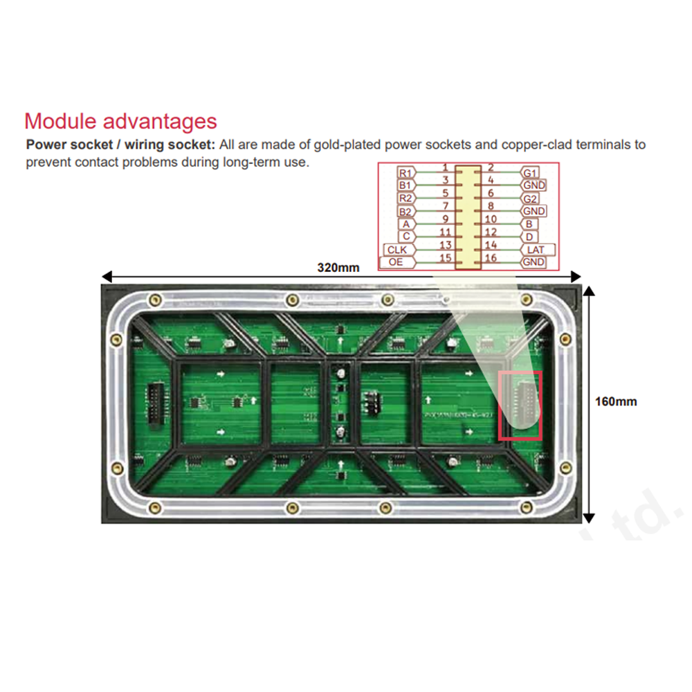 P10 Outdoor Module Video Wall Full Color Led Module 320x160mm High Brightness 6000cd Led Display Module - 图片 3