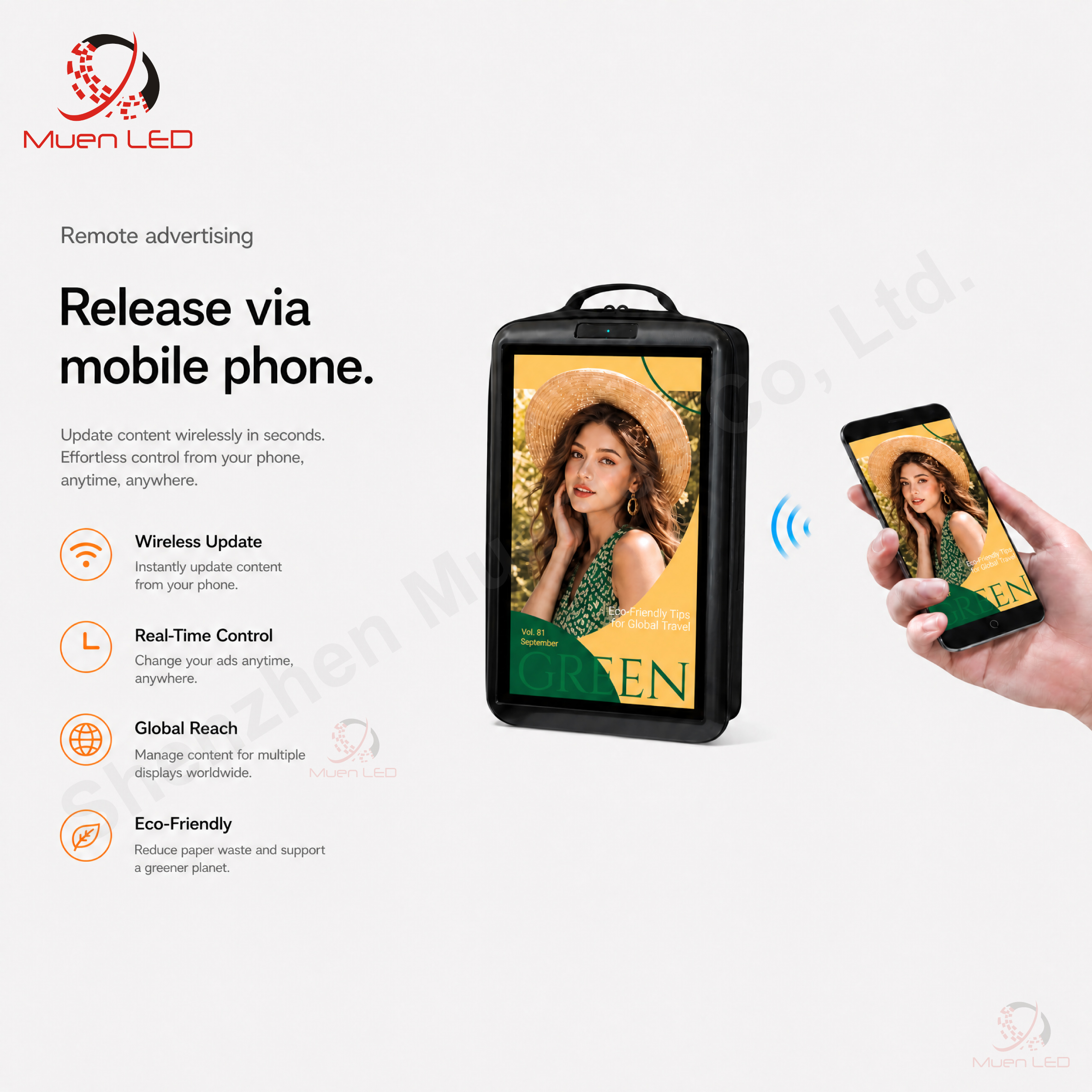LCD 21.5 Inch Smart Display School Backpack with Full Color Advertising 1000cd Brightness Outdoor Use - 图片 2