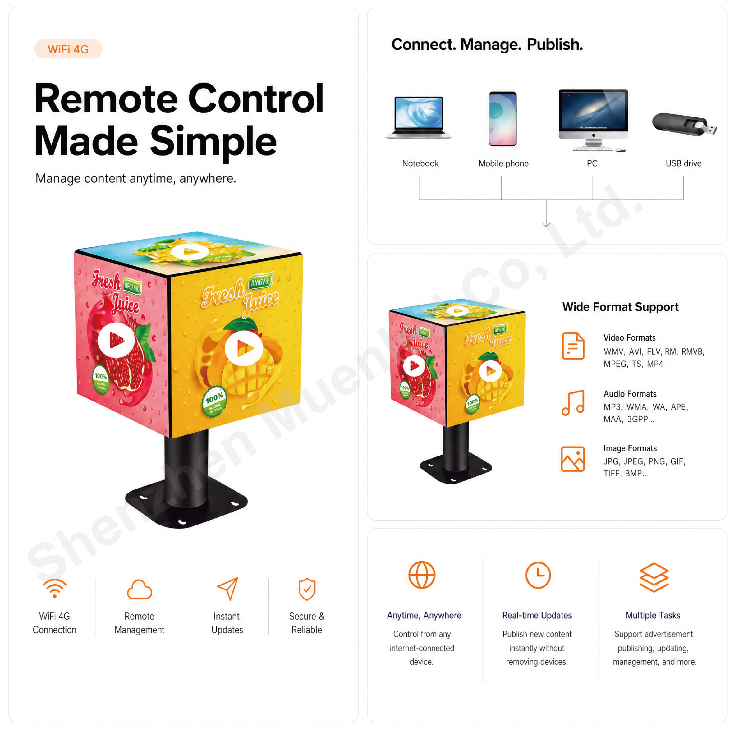 P2.976 Indoor Led Cube Display 500x500mm 5 Side Digital Sign Advertising Panel Video Wall Magic Cube Display - 图片 3