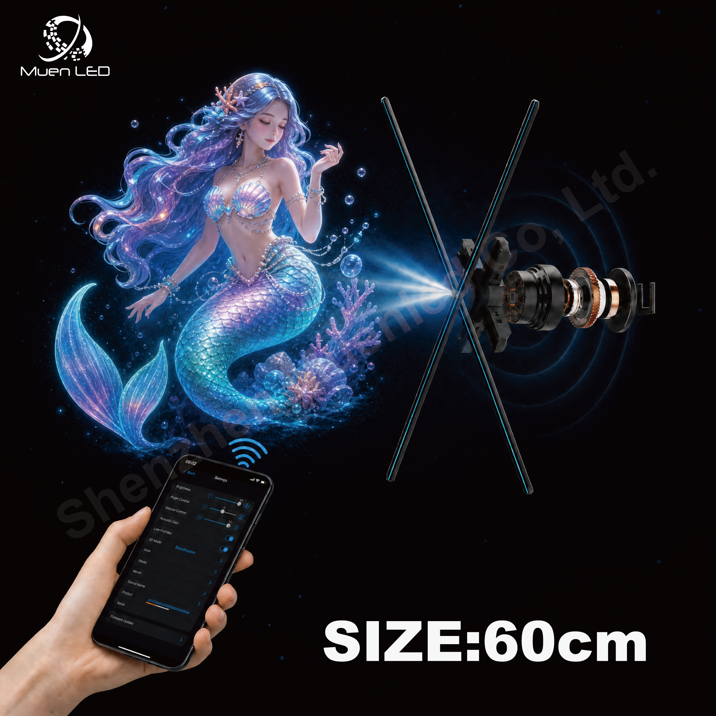 60cm 3D Holographic Fan 60cm Wifi HD Version with 720 LED Beads with High Brightness 2500nits for Retail Store