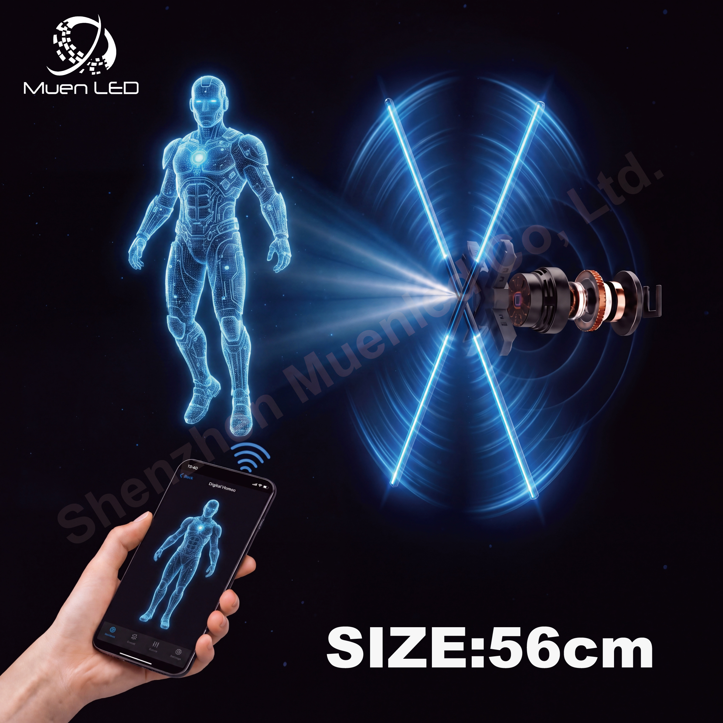 56cm 3D Advertising Equipment Led Fan Video Wall Hologram Projector 3D Hologram Fan
