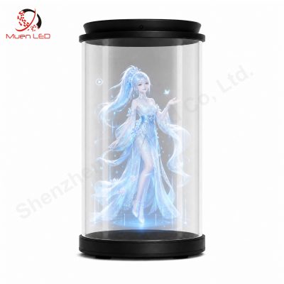 10.1Inch 3D Holographic Cylinder Fan Digital Human Display Cabinet LED Holographic Showcase for Retail Advertising