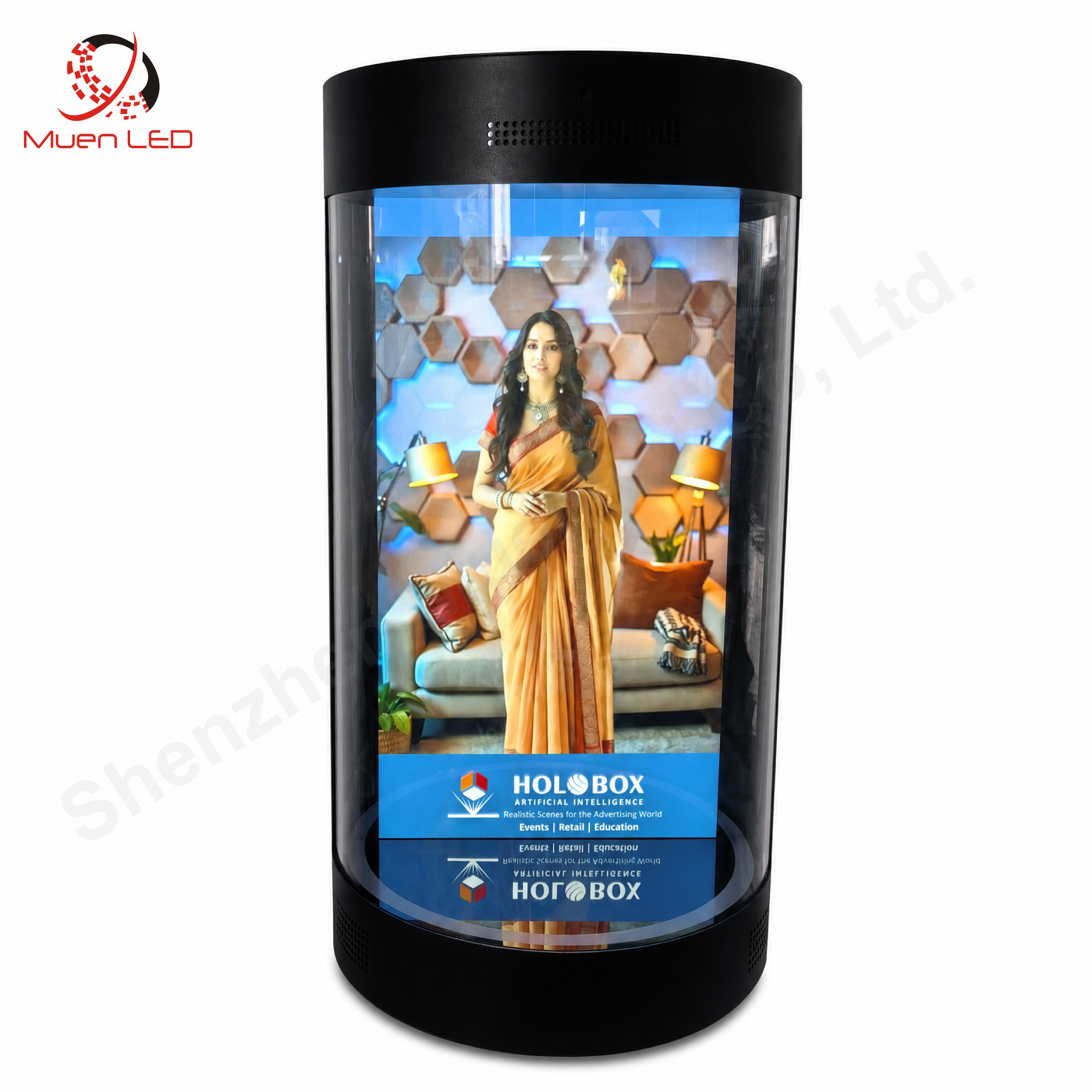 21.5Inch Indoor 3D Cylindrical Holographic LED Advertising Screen Transparent Display