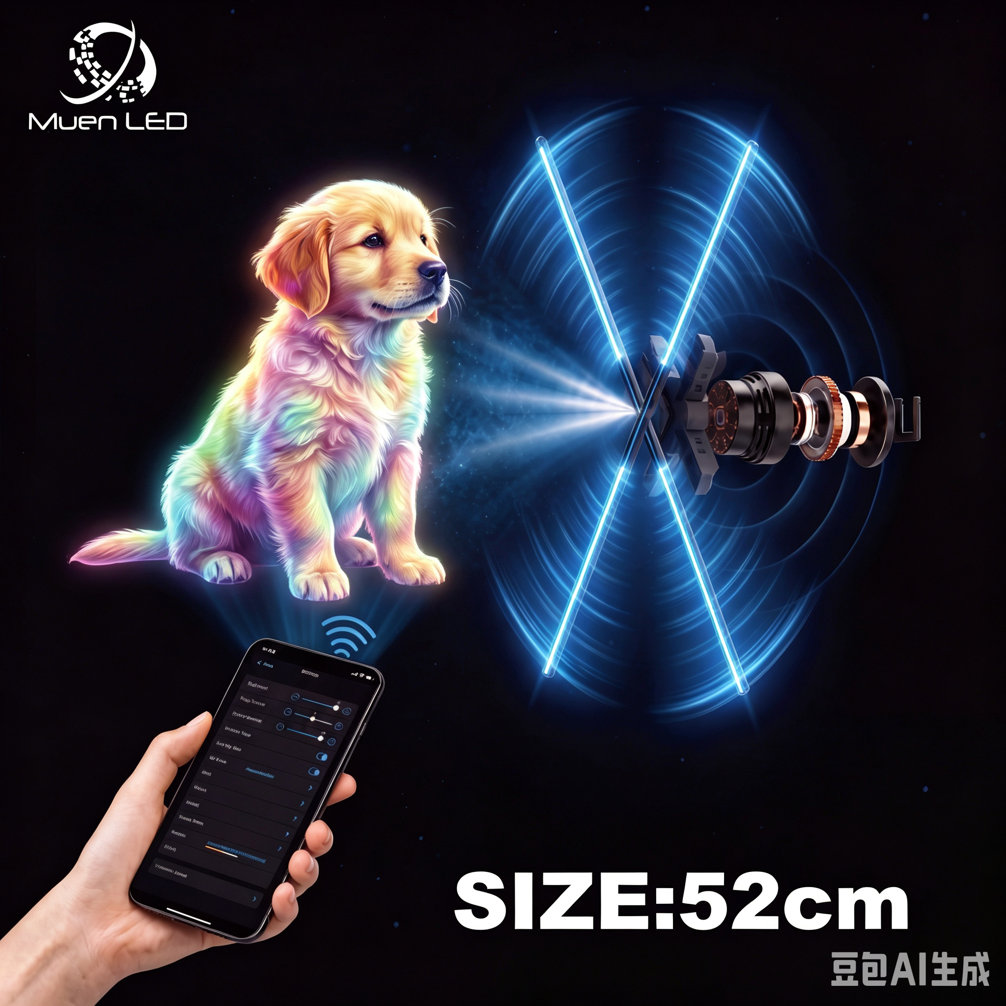 52cm Led 3d Hologram Fan Advertising Projector Digital Signage LED Holographic Display