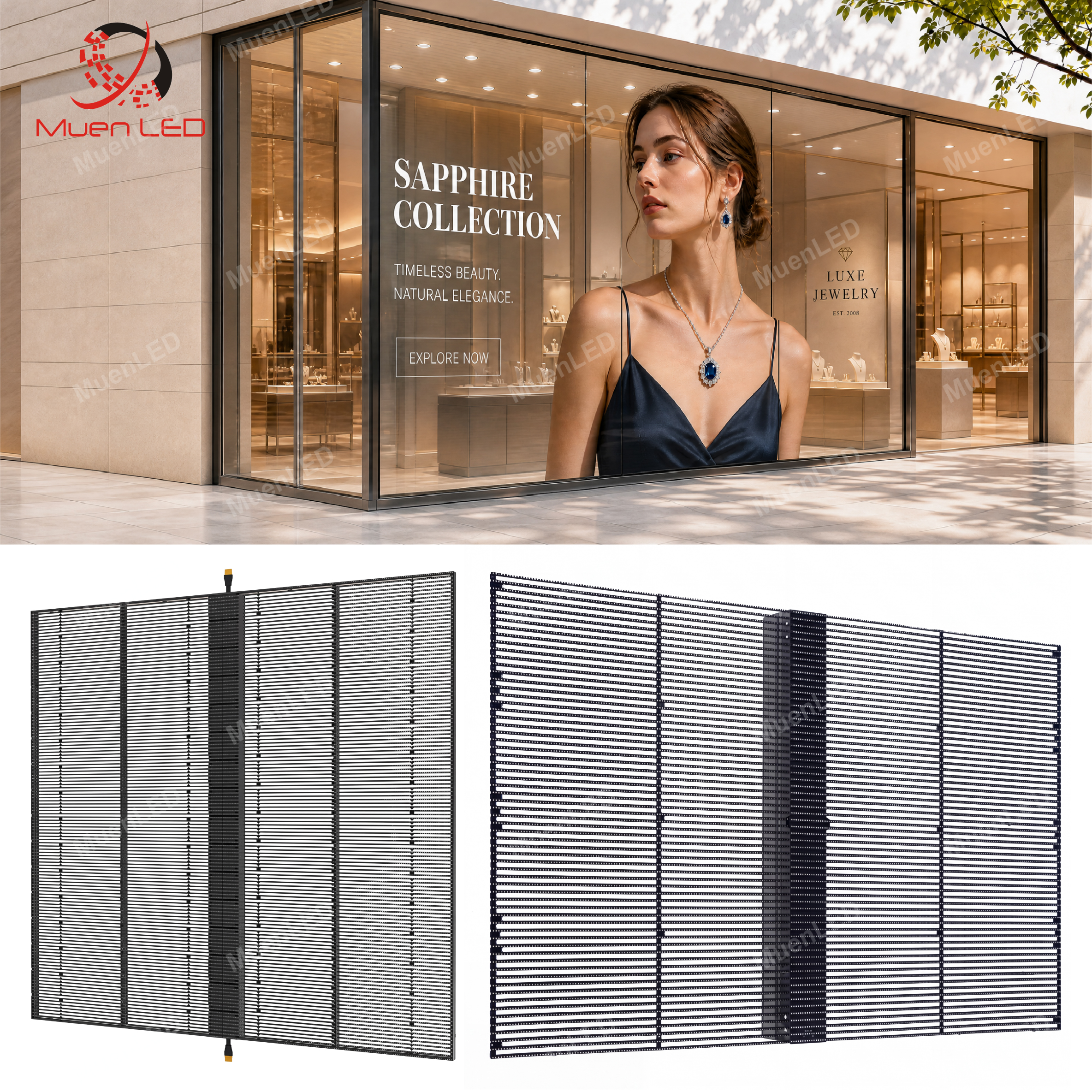 AIT2.6-5.2-5000cd HD Indoor Transparent Mesh LED Display Screen Glass Digital Signage