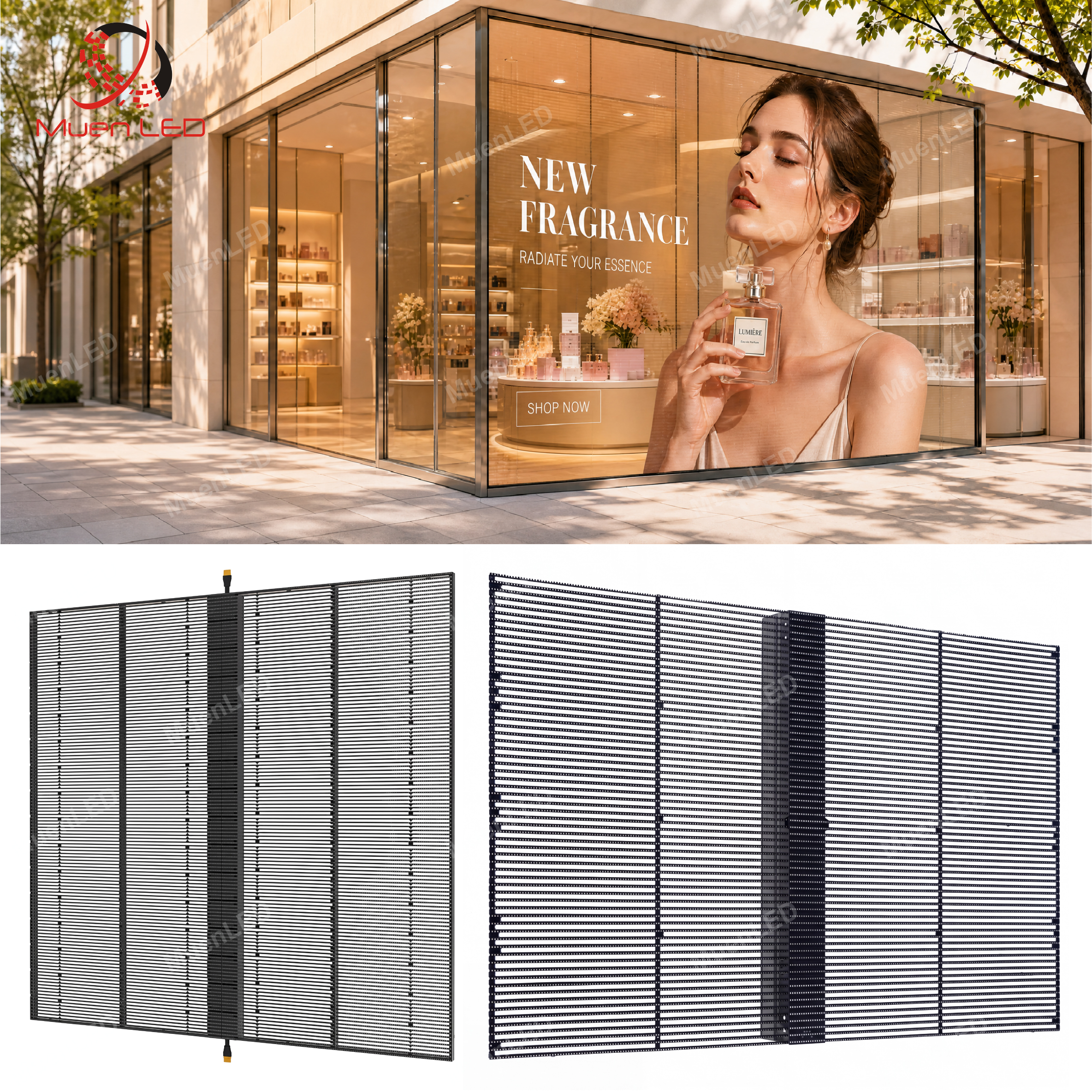 AIT2.84-5.62-800cd HD Transparent Mesh Module Display LED Transparent Glass Advertising Screen