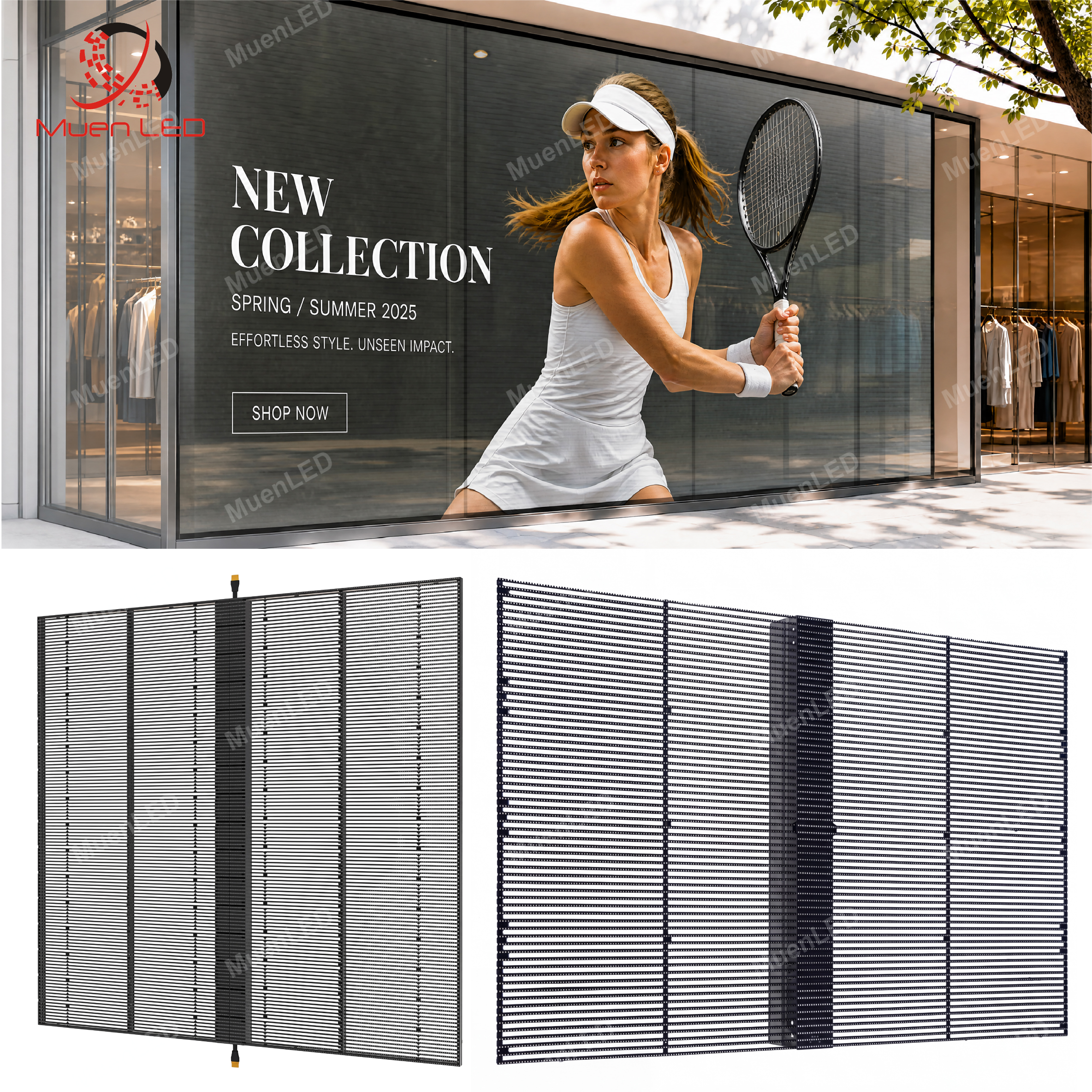 AIT3.125-1000cd Transparent LED Indoor Glass Led Display Screen Video Wall 3840HZ Through Digital Display