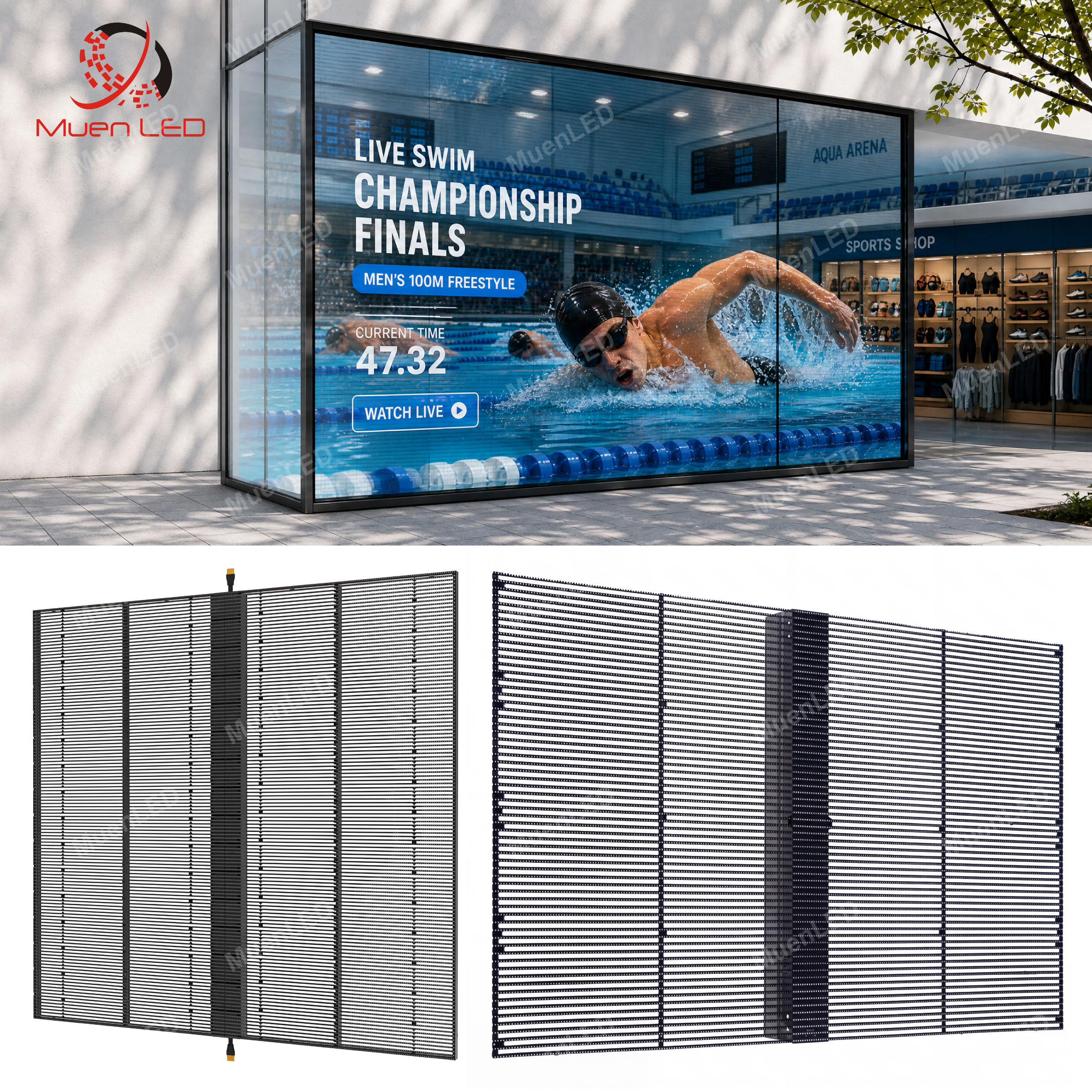 AT15.625-15.625 Transparent Wall LED Glass Screen Outdoor Transparent Led Display
