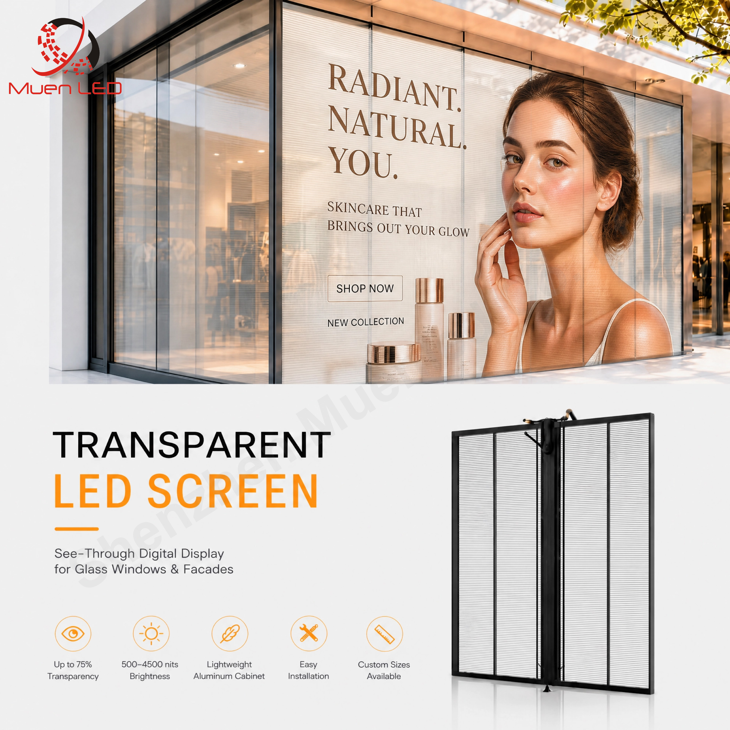 AT3.9-7.8 Outdoor Transparent LED Screen High Transparency Transparent Led Display