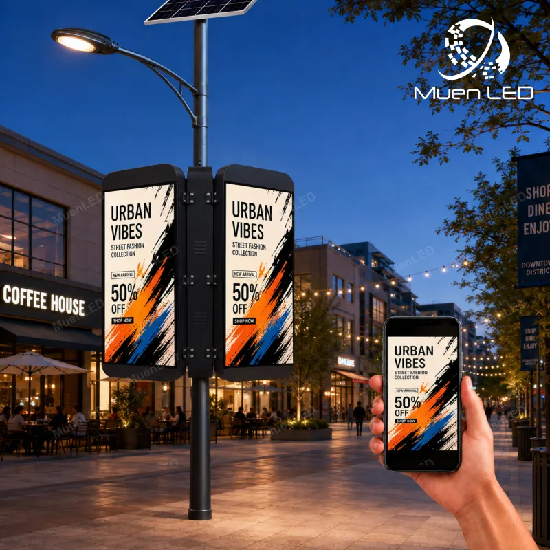 DGA5 Outdoor LED Displays P5 Road Light Pole LED Screen Double Side Iron case