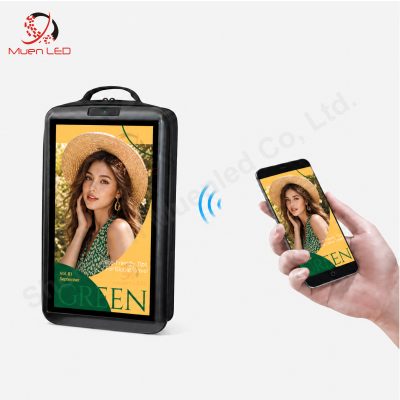 LCD 21.5 Inch Smart Display School Backpack with Full Color Advertising 1000cd Brightness Outdoor Use
