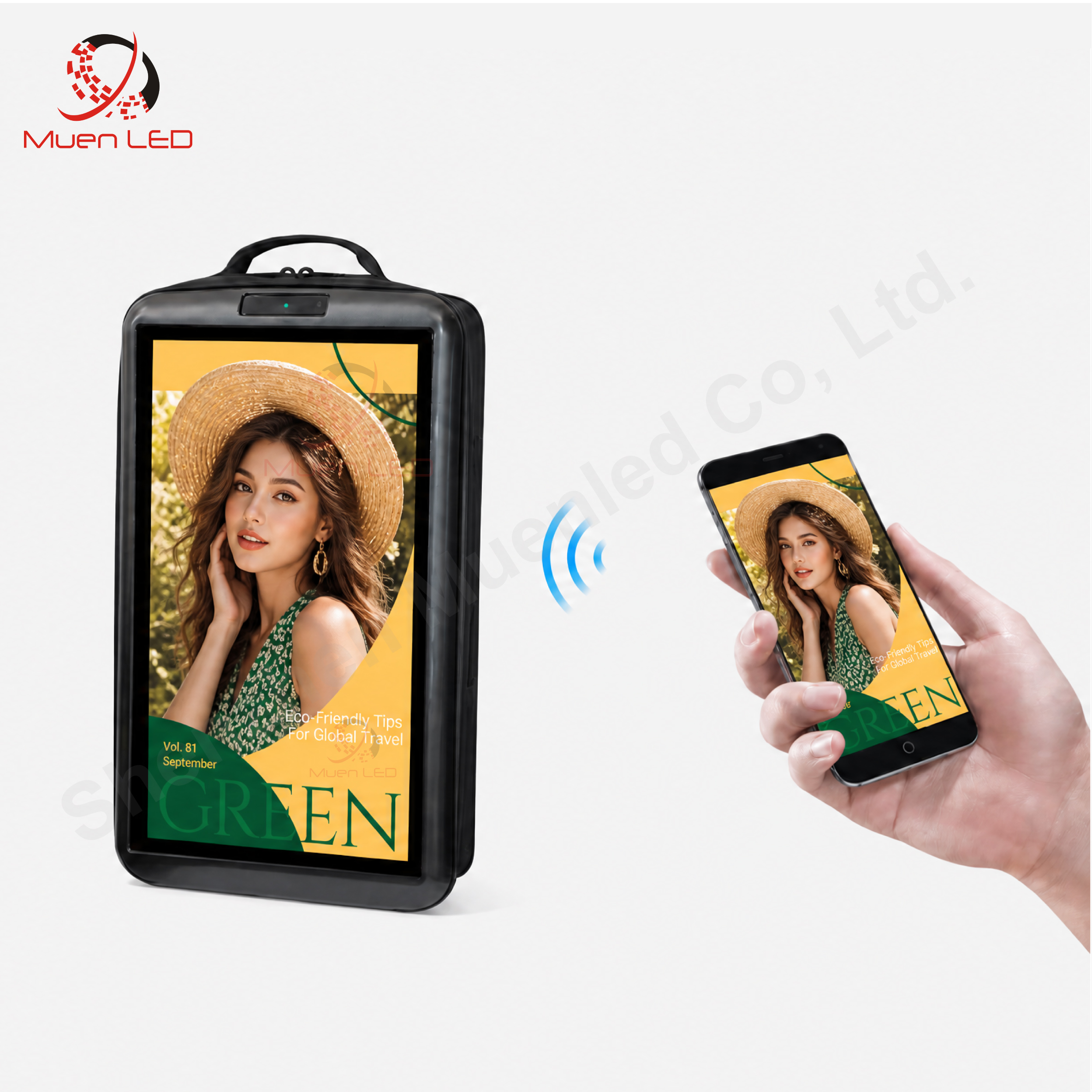 LCD 21.5 Inch Smart Display School Backpack with Full Color Advertising 1000cd Brightness Outdoor Use
