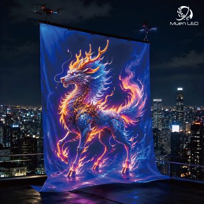 P25 Led Display Outdoor Flying Monty Carpet Screen 5x10 Aluminum Trough for Advertising Display