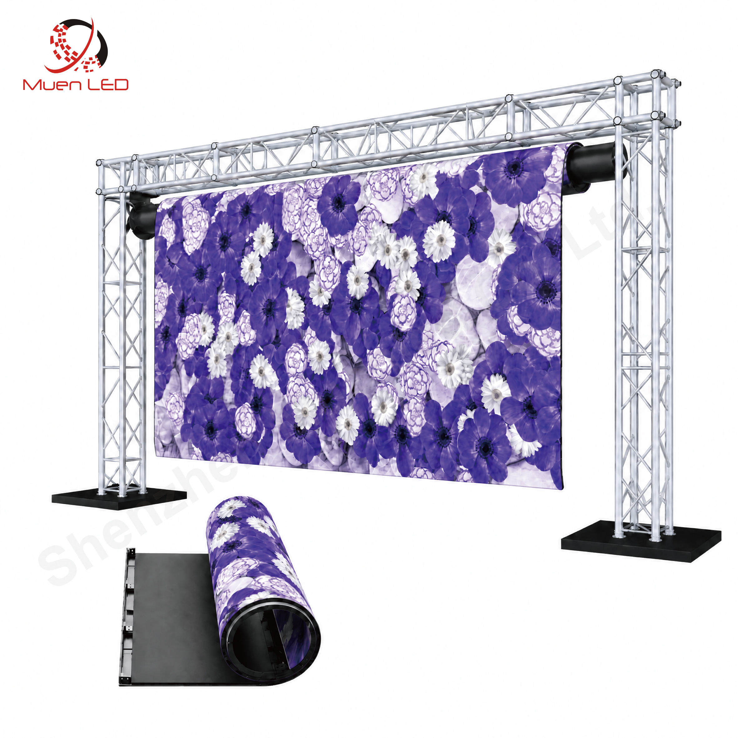 JL1.25 Indoor LED Full Color Roll up Led Board Display Flexible Led Video Wall for Exhibition Hall