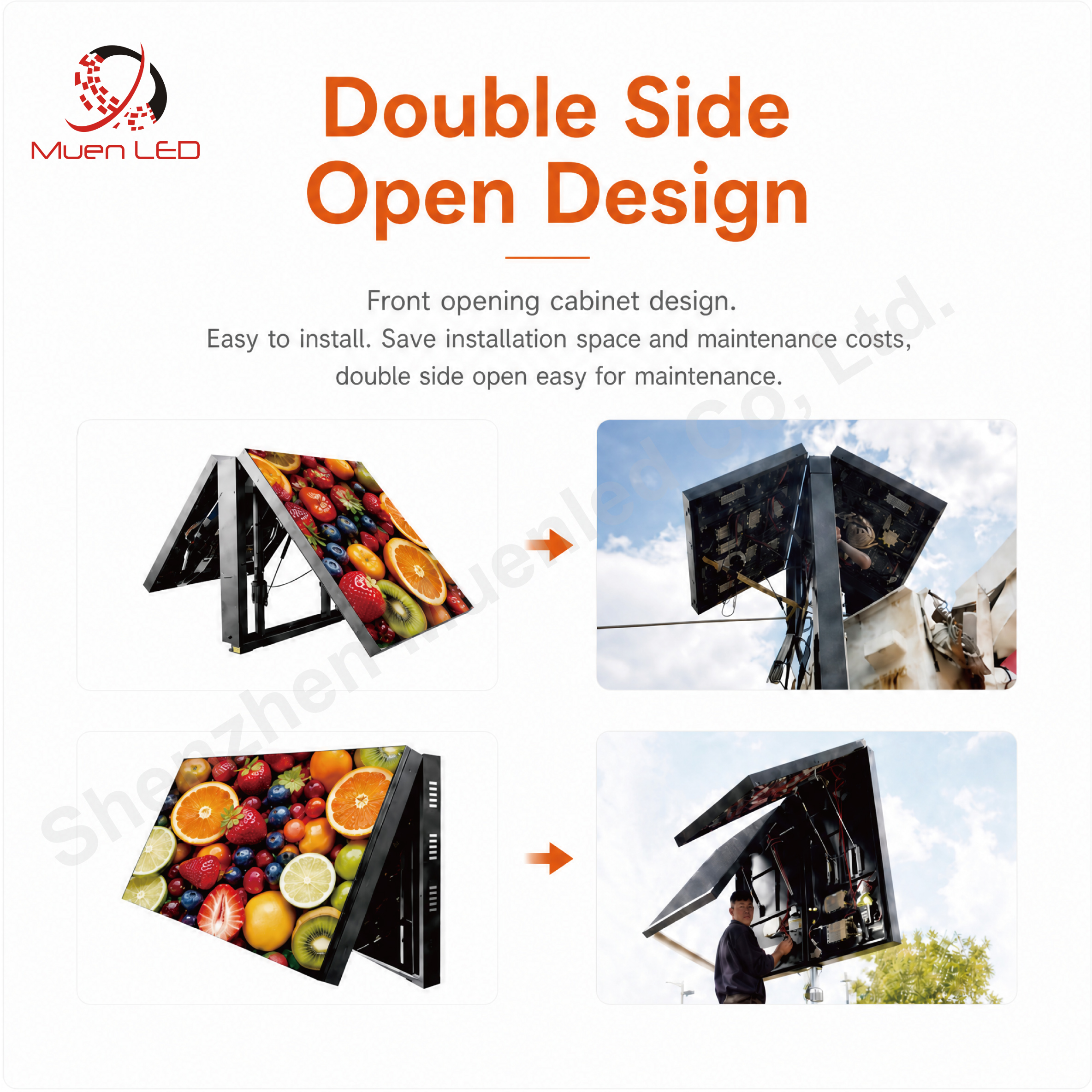 AFA3.91 2000x1000x150mm outdoor double sided front opening LED display P3.91 IP65 - 图片 2