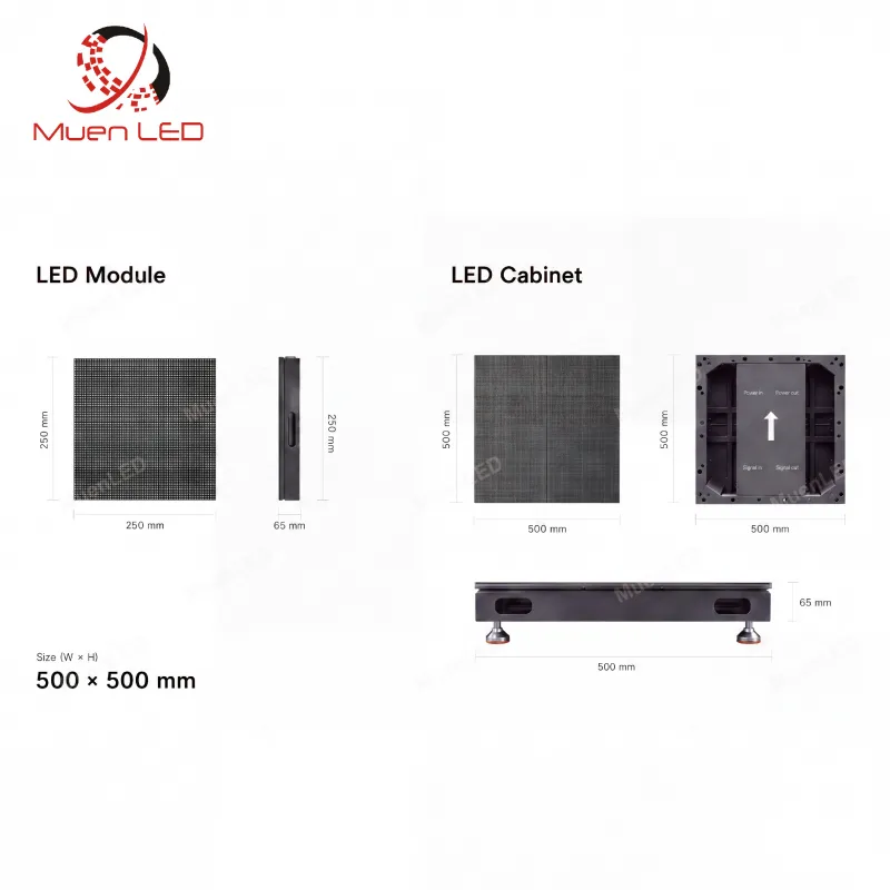 DZID2.976 Interactive Indoor LED Floor Tile Screen 500x500x65mm P2.976 IP43 - 图片 2