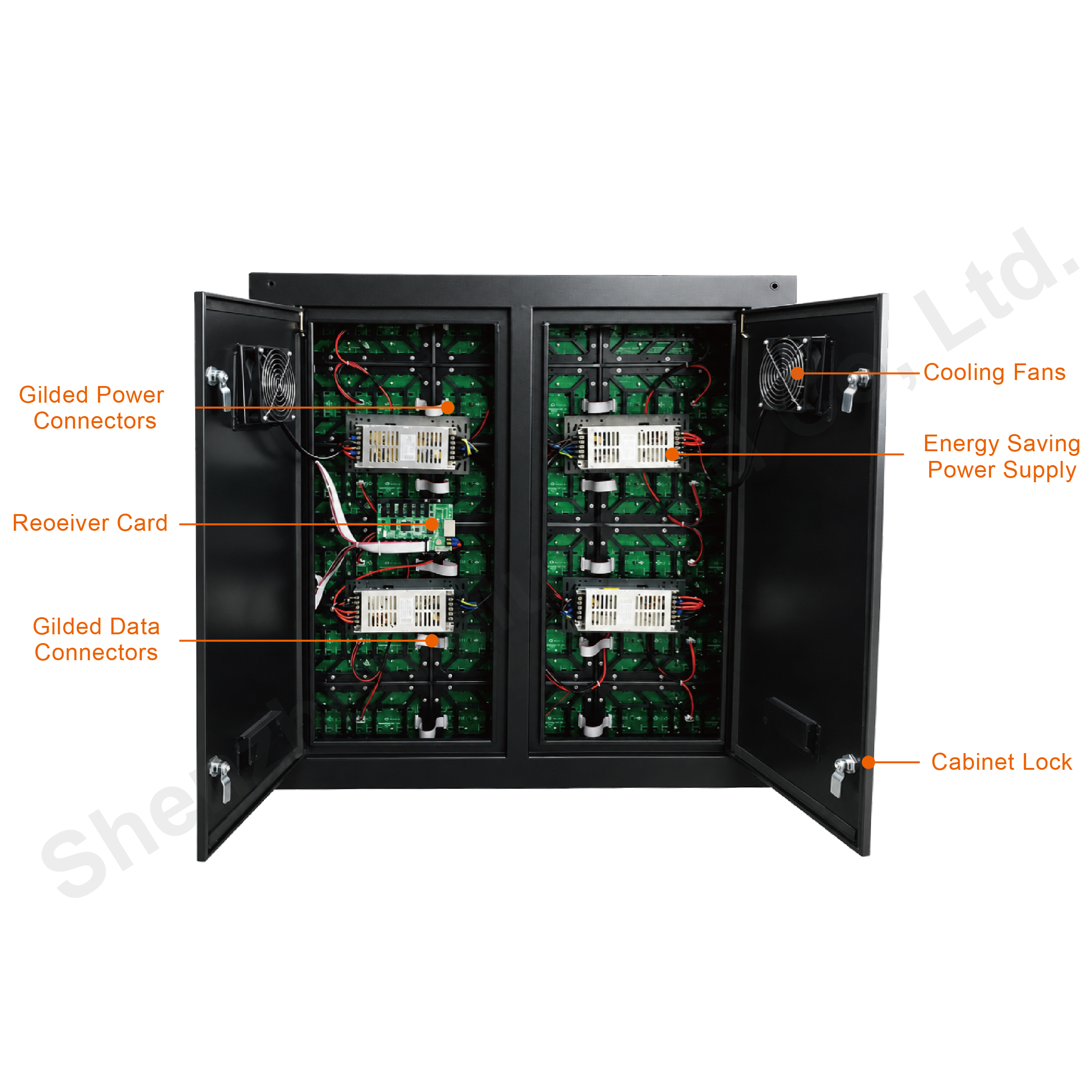 AS3.076 960x1440x120mm Outdoor Fixed LED Display Cabinet P3.076 4000nits IP65 - 图片 3