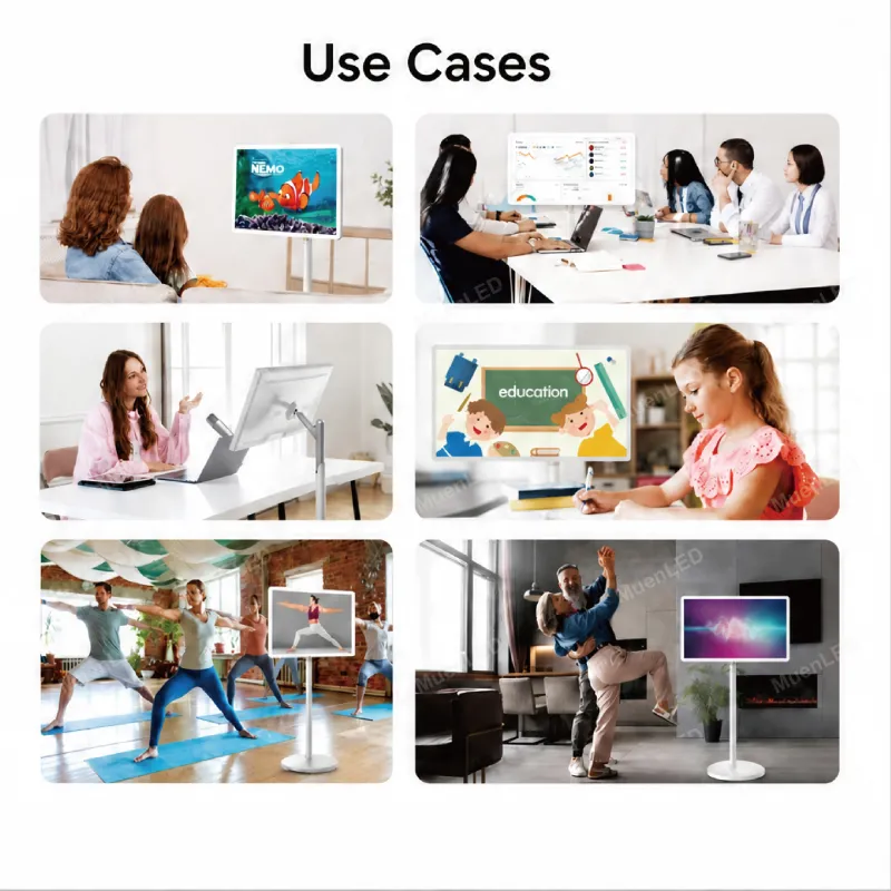 24inch Smart Portable LCD Display 4K Wireless Movable Android 11 Indoor LCD Display on Wheels for Video Display - 图片 4