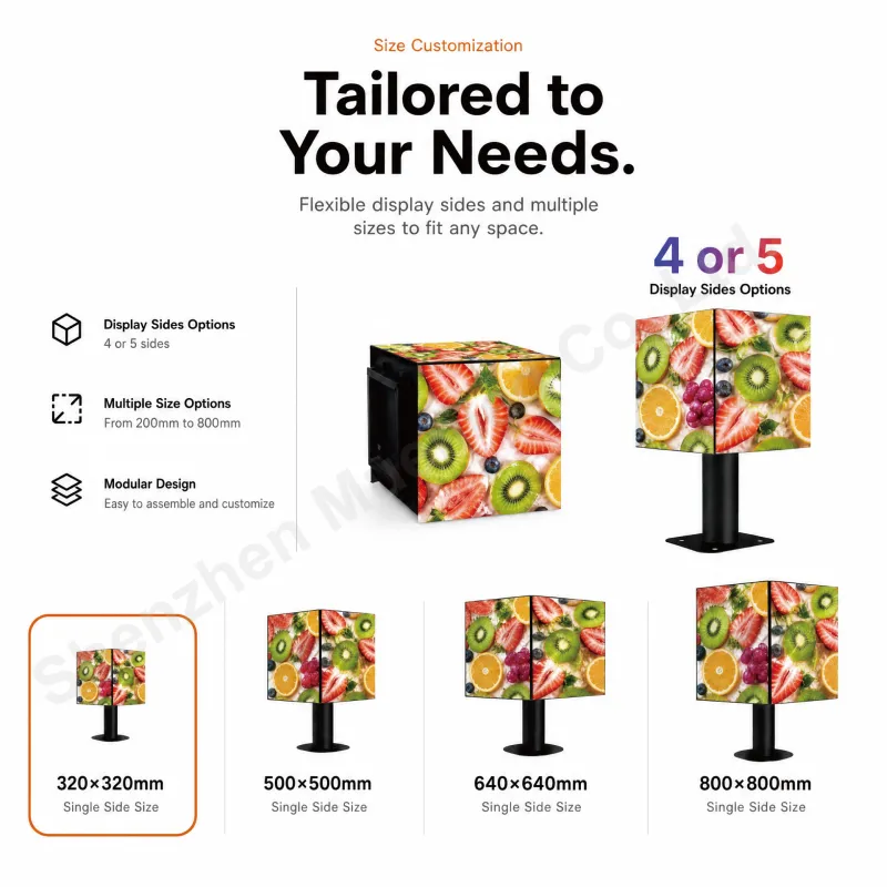 MF2.5 320x320mm Indoor LED Cube Screen 4 Sided Advertising Display LED Video Cube Plaza with Multi-face - 图片 2