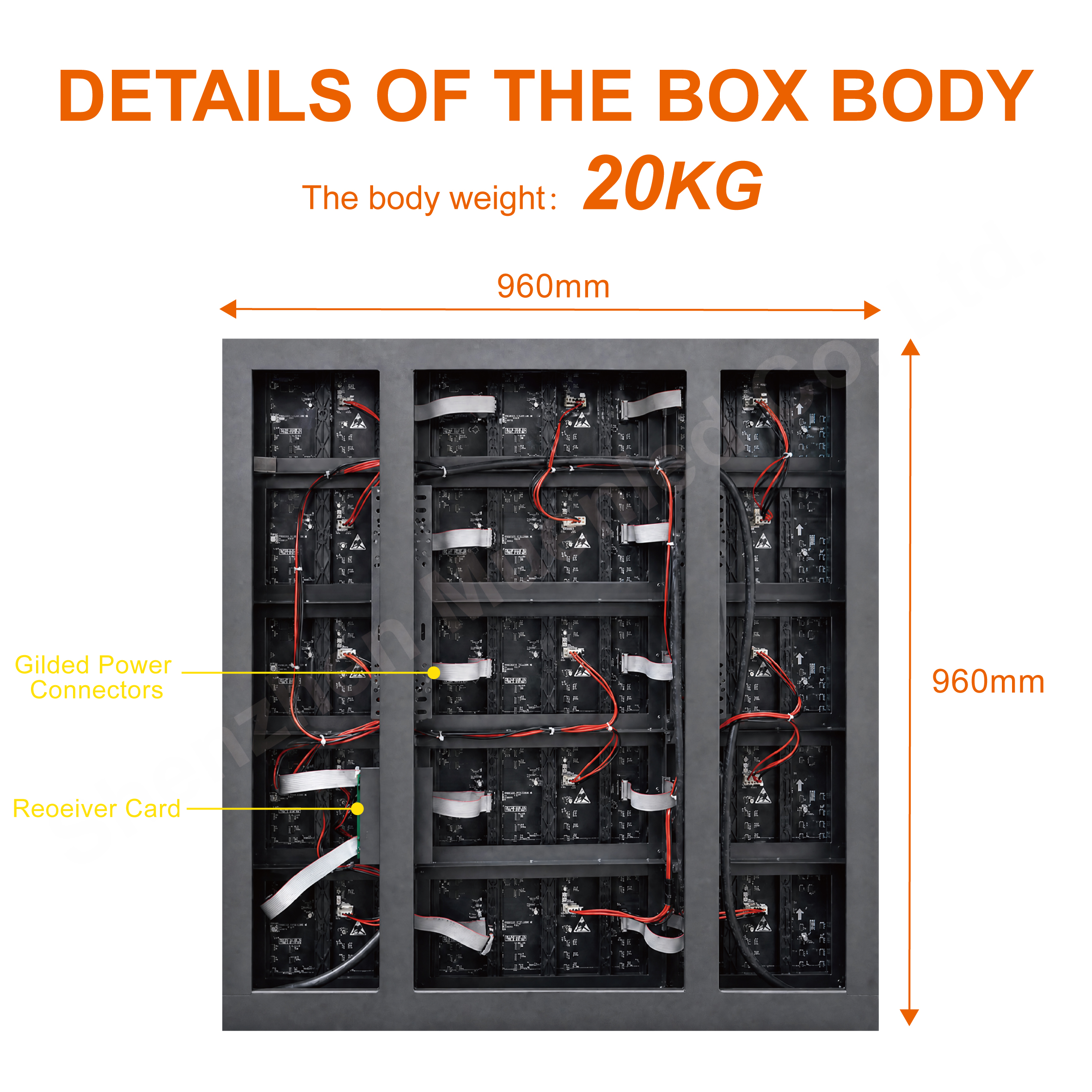 AISE2 Indoor LED Display Screen 960x960x80mm P2 1920Hz IP43 Front Service - 图片 2