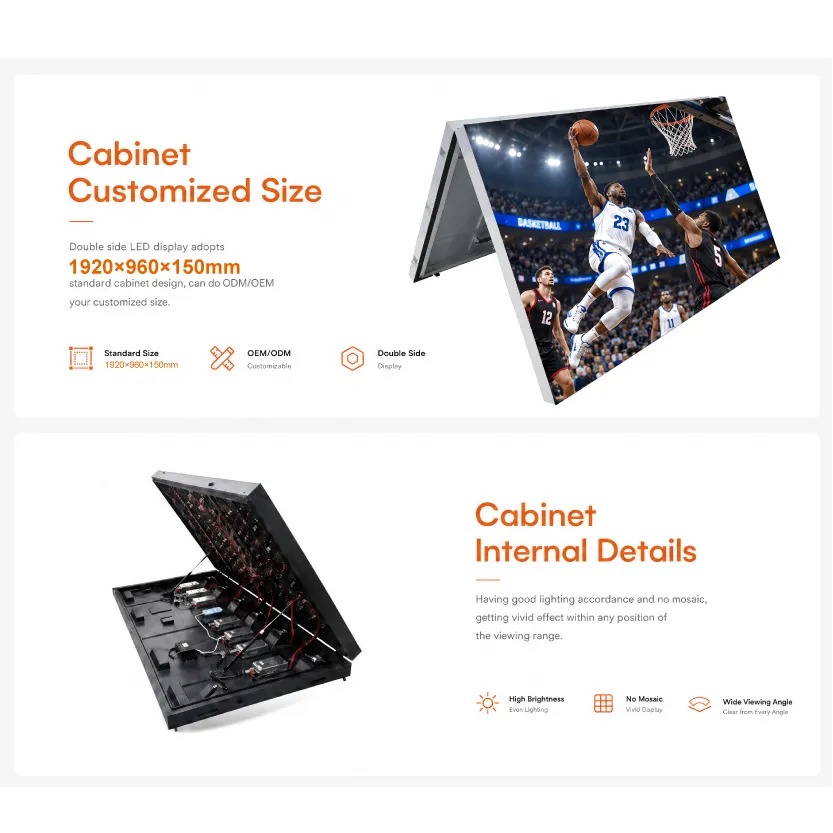 AFA6.67-1920mm Outdoor Front-Opening LED Light Box 1920x960x150mm P6.67 IP65 Front Maintenance - 图片 2