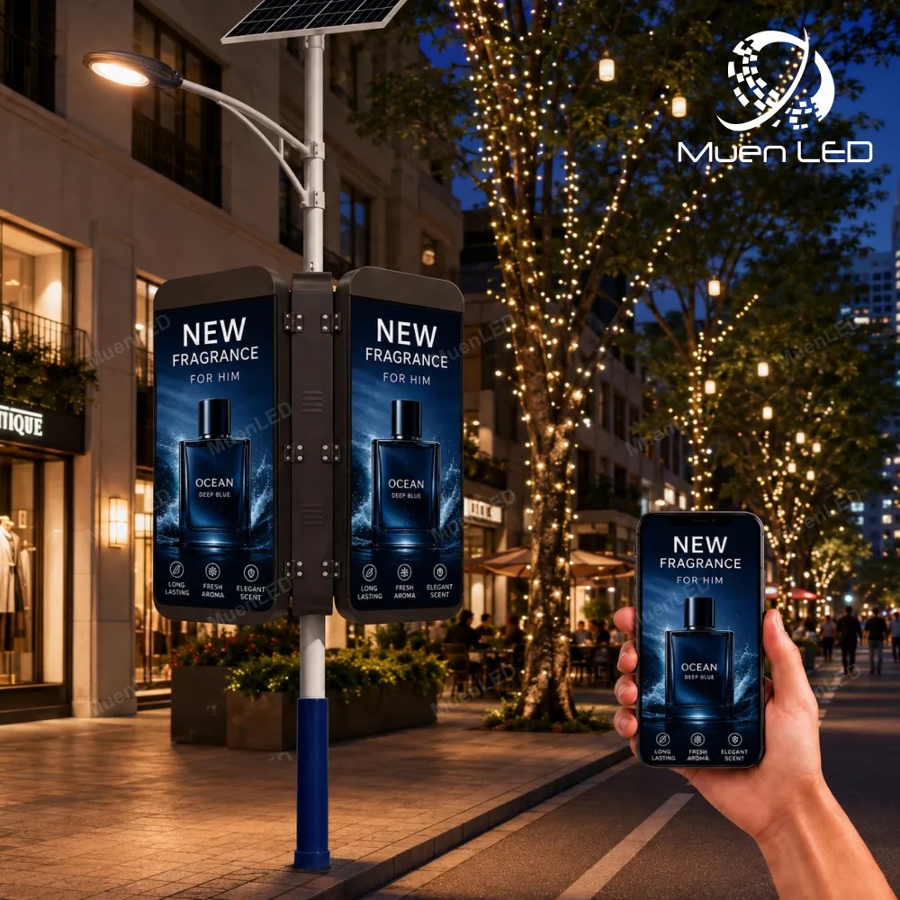 DGB3.076 Double-Sided Outdoor LED Pole Screen 640x1920mm P3.076 1920Hz IP65 Aluminum Cabinet