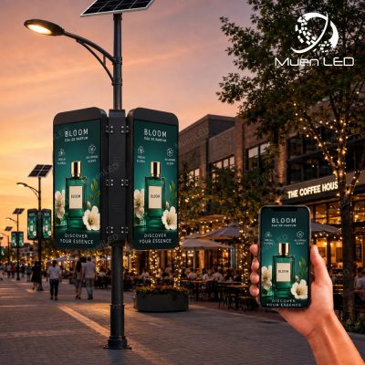 DGB3.076 Double-Sided Outdoor LED Pole Screen 640x1920mm P3.076 1920Hz IP65 Iron Cabinet