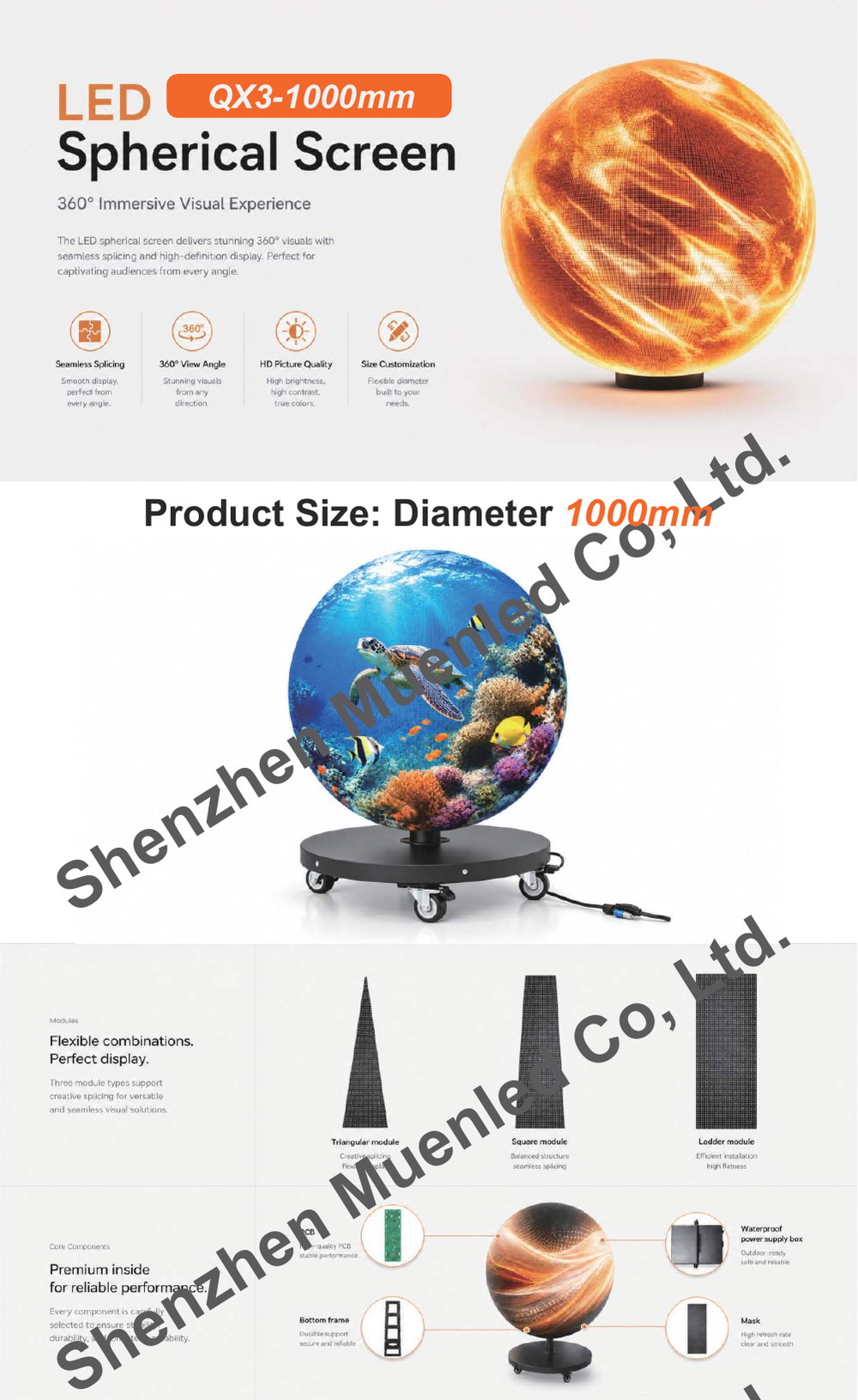 QX3-1000mm LED display specification sheet 1