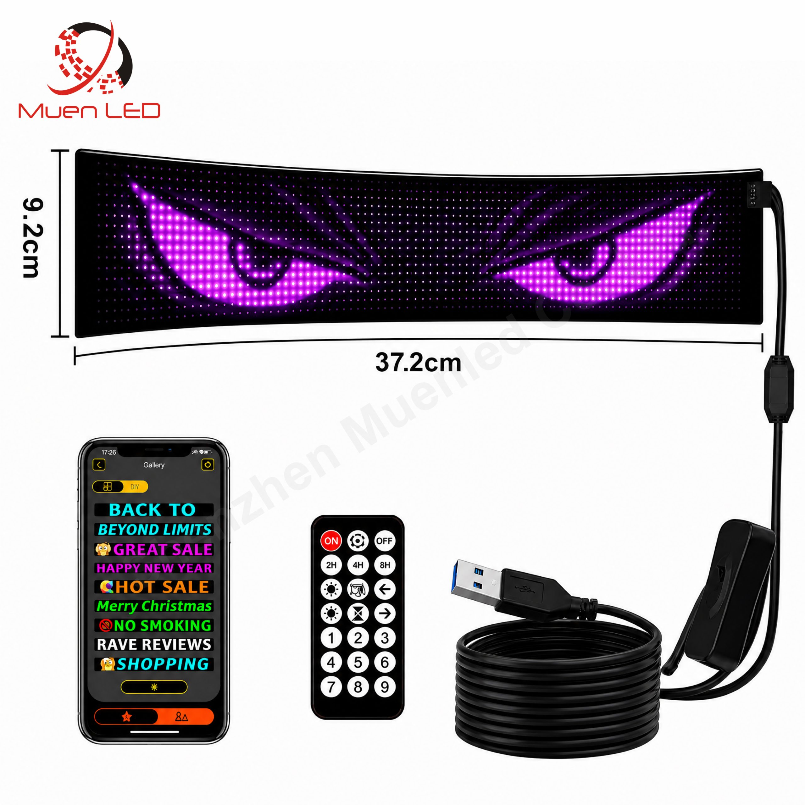Car LED Devil's Eye Waterproof Flexible Led Soft Screen Smart Brightness LED Display - 图片 6