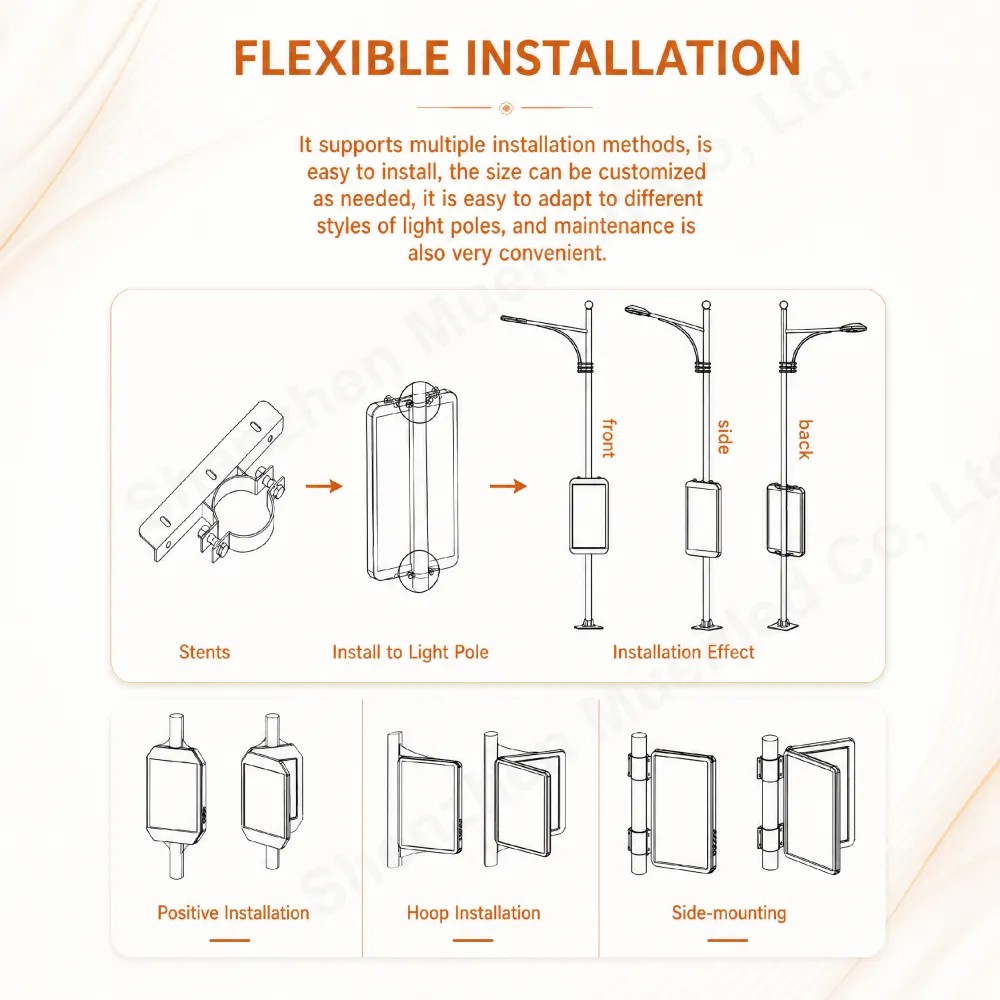 960x1920x140mm outdoor waterproof road light pole LED screen aluminium case - 图片 8