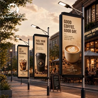 DGA3.076 Single-Sided Outdoor LED Pole Screen 960x1920mm P3.076 1920Hz IP65 Iron Cabinet