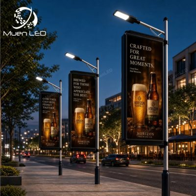 DGA3.076 Single-Sided Outdoor LED Pole Screen 960x1920mm P3.076 1920Hz IP65 Aluminum Cabinet