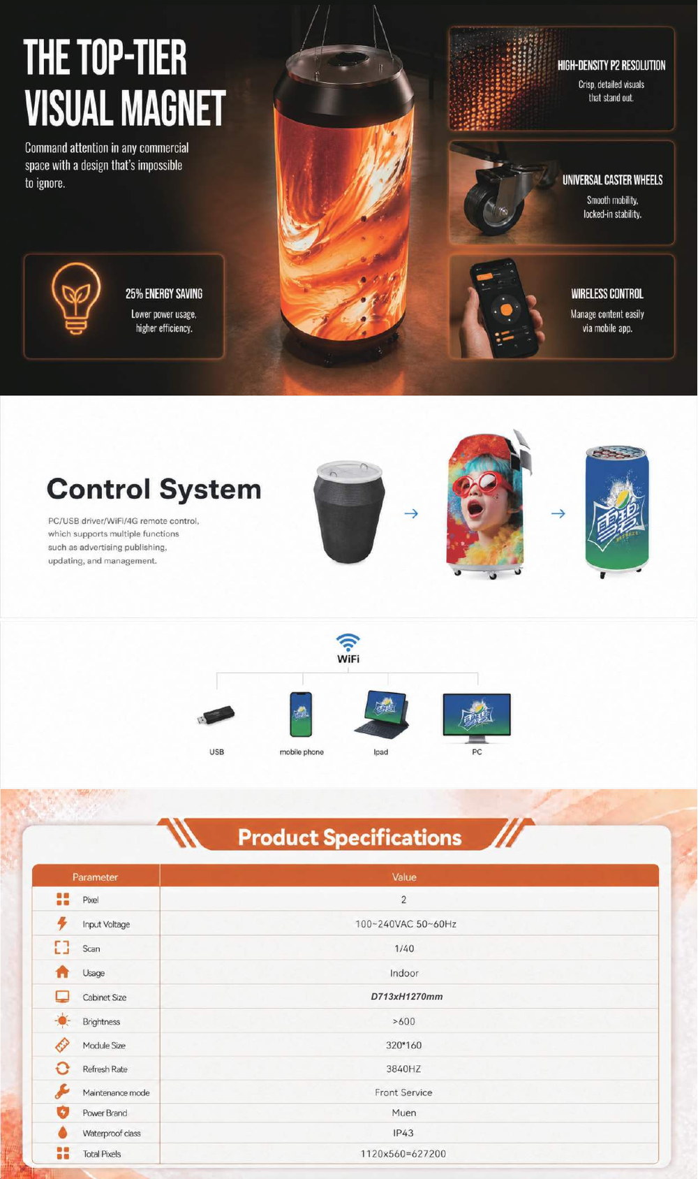 YLG2-D713xH1270mm LED display specification sheet 3
