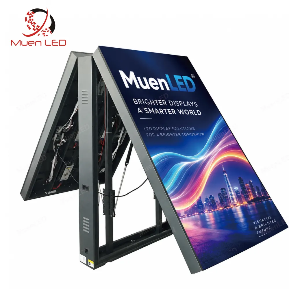 O-AF-1920x1920x450 outdoor double sided front flip LED light box cabinet