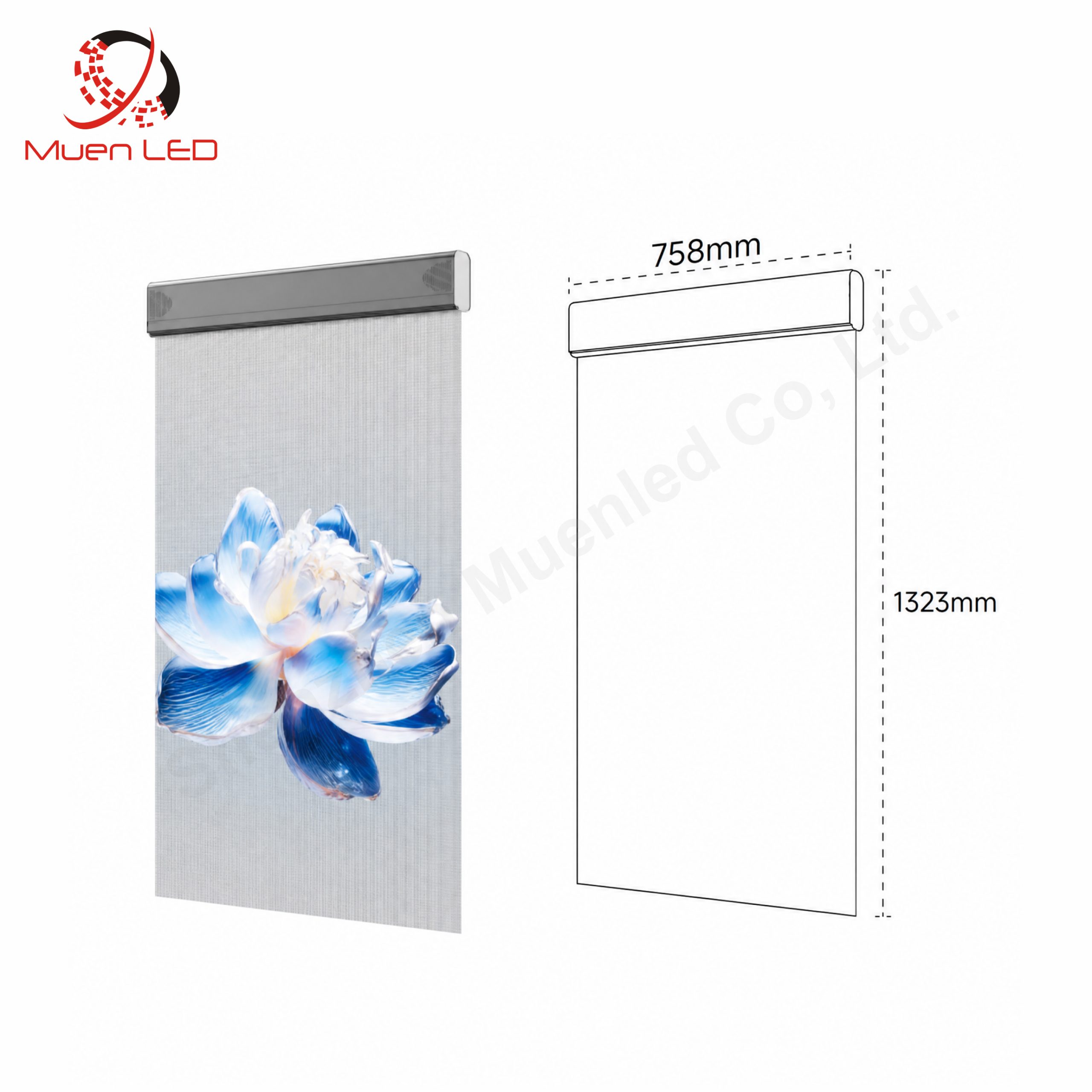 P3.91 Holographic Invisible Led Screen Indoor Advertising Display 758x1323mm