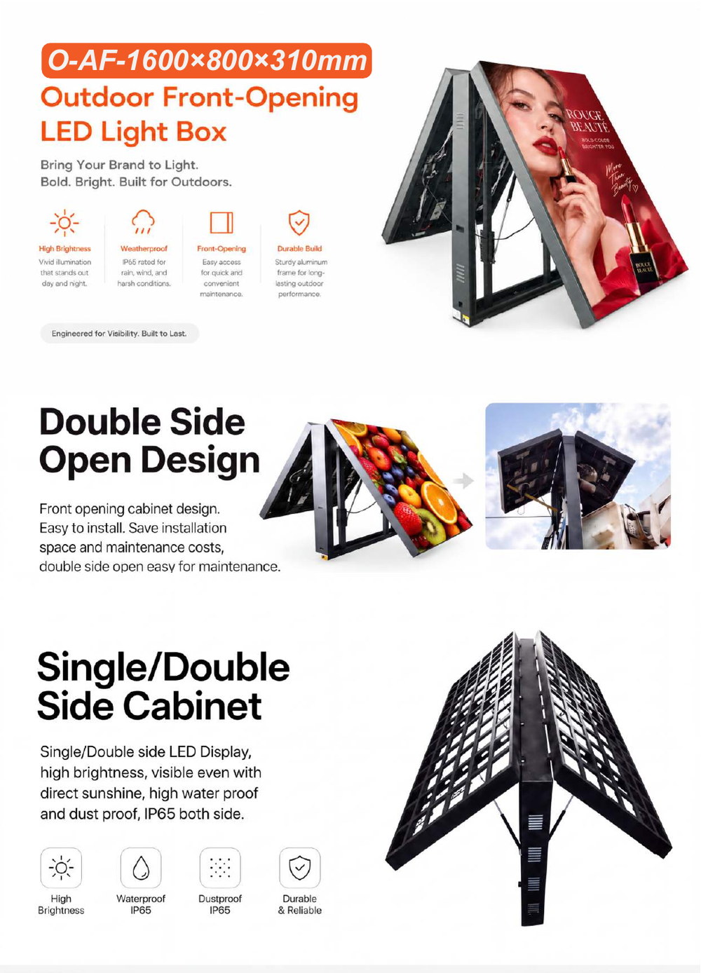 1600x800x310mm LED display specification sheet 1