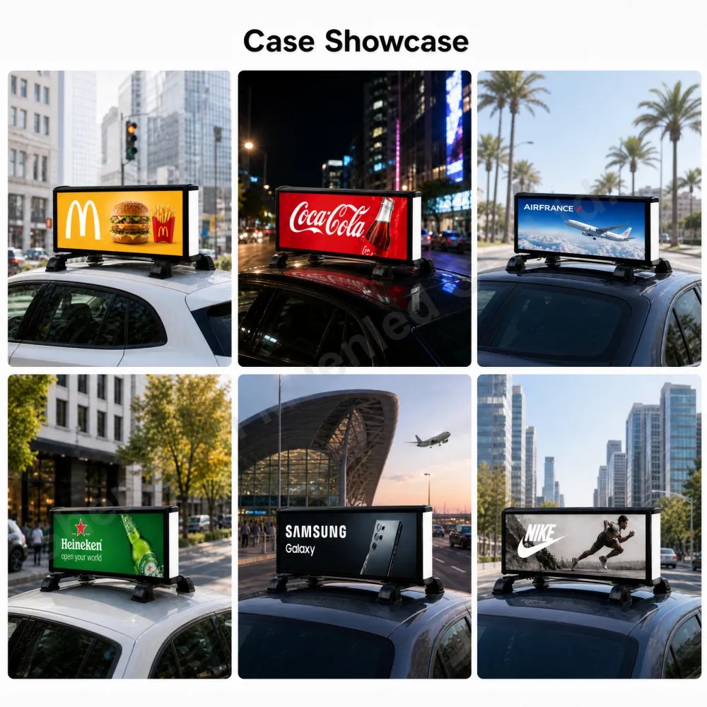 DS4-A Taxi Top LED Display 960x320mm P4 Double-Sided 9-36V DC Car Roof Screen detail 5