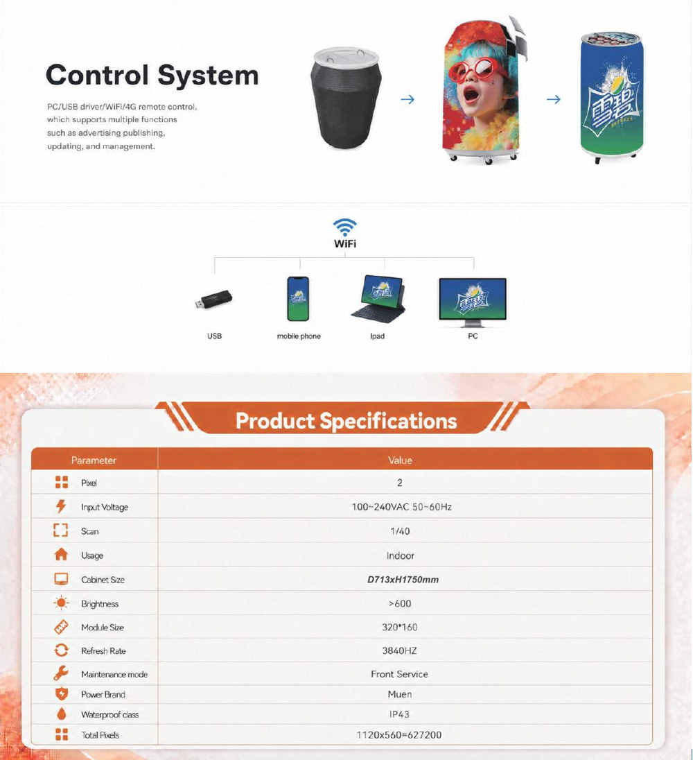 YLG2-D713xH1750mm LED display specification sheet 4