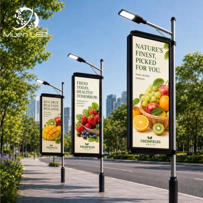 DGA4 Single-Sided Outdoor LED Pole Screen 960x1920mm P4 1920Hz IP65 Iron Cabinet