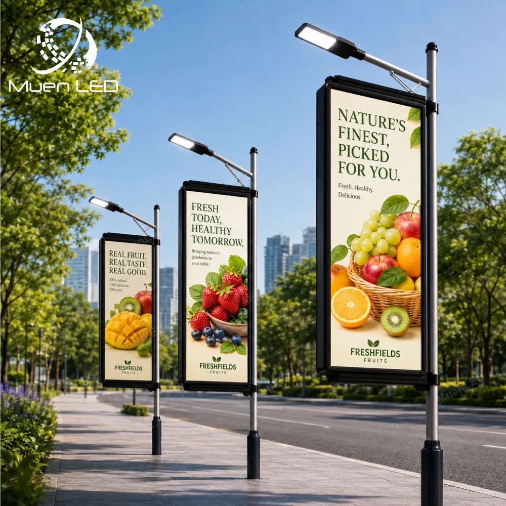 DGA4 Single-Sided Outdoor LED Pole Screen 960x1920mm P4 1920Hz IP65 Iron Cabinet