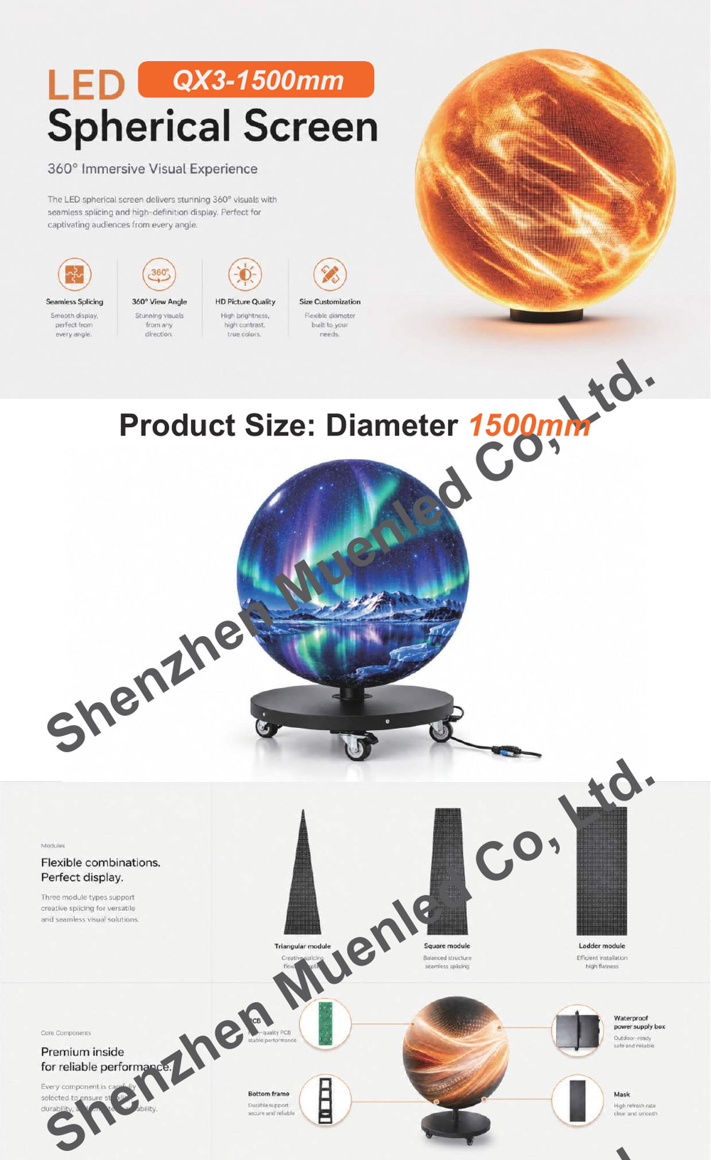 QX3-1500mm LED display specification sheet 1