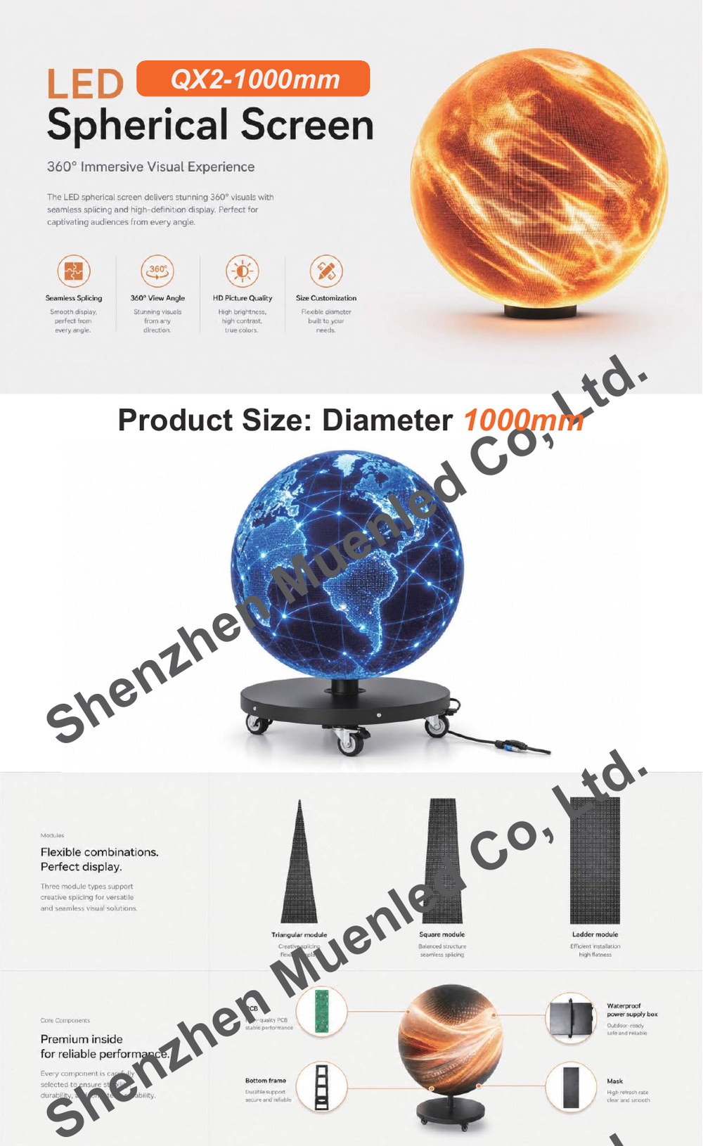 QX2-1000mm LED display specification sheet 1